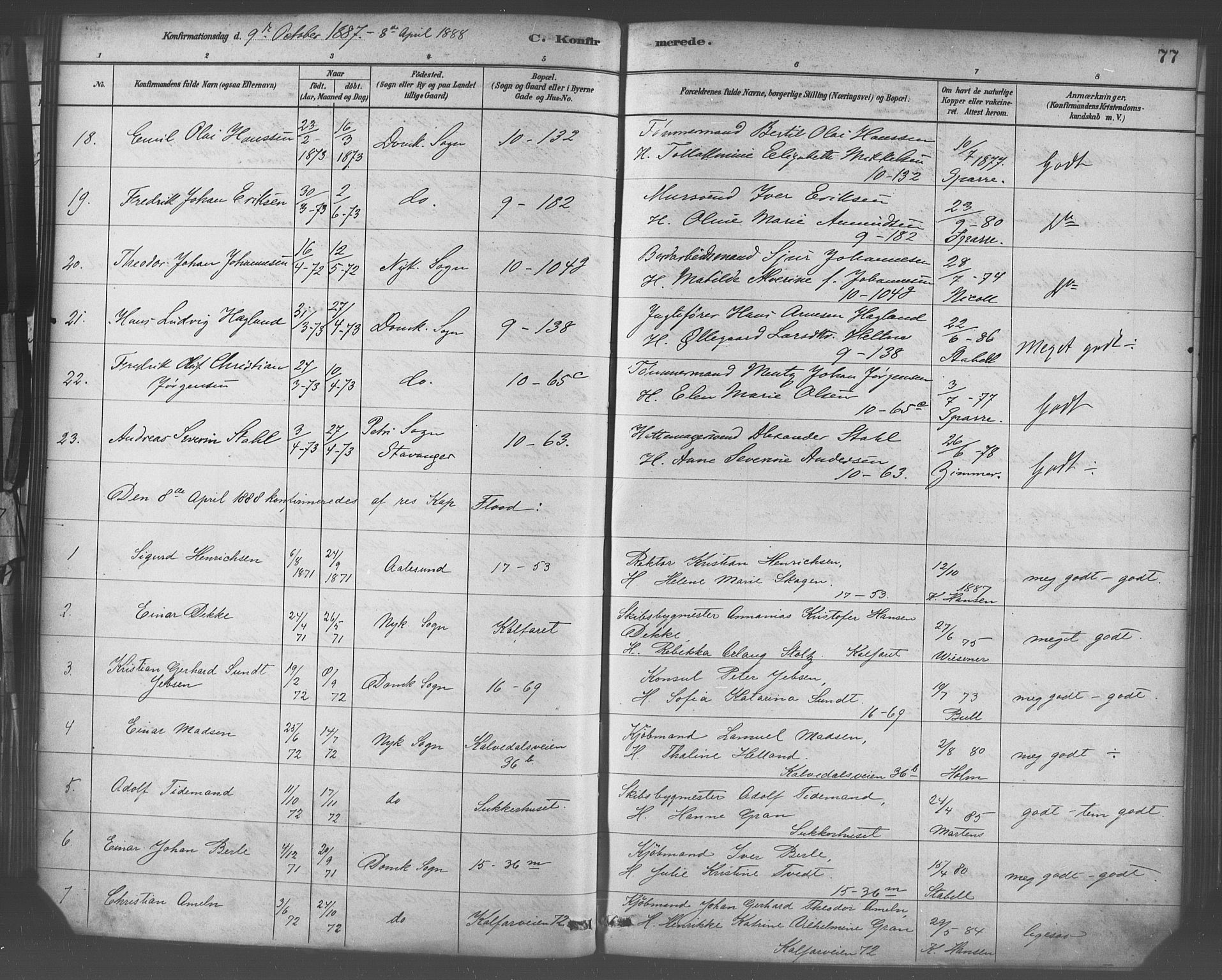 Domkirken sokneprestembete, SAB/A-74801/H/Haa/L0030: Parish register (official) no. C 5, 1880-1898, p. 77