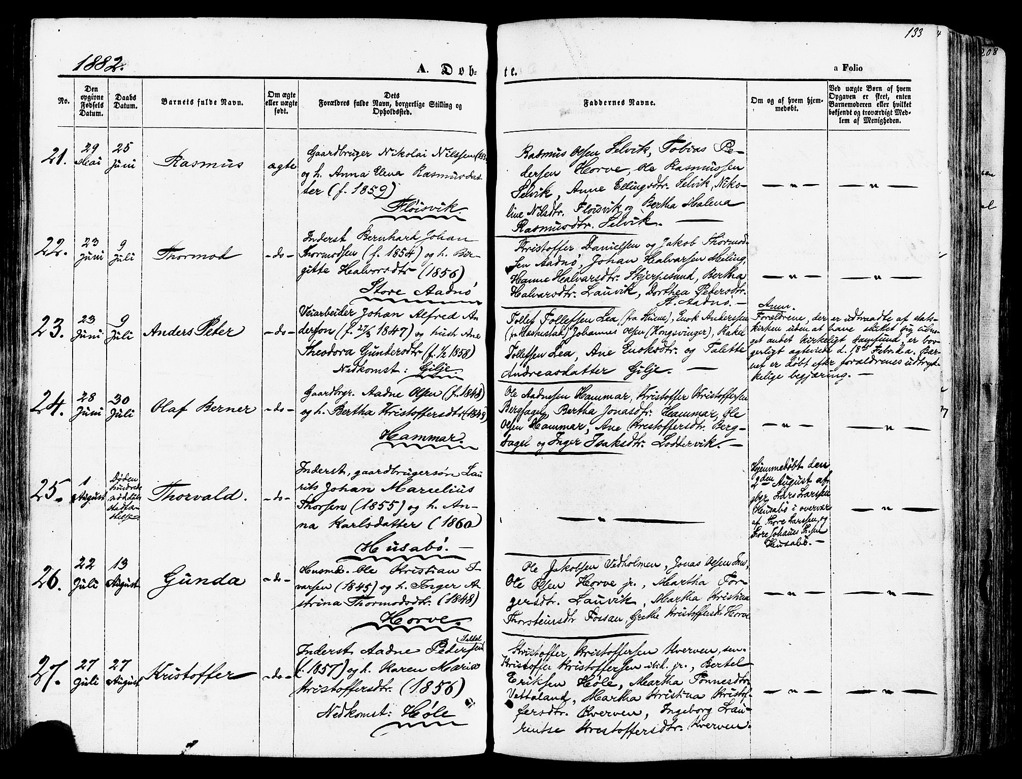 Høgsfjord sokneprestkontor, SAST/A-101624/H/Ha/Haa/L0002: Parish register (official) no. A 2, 1855-1885, p. 133