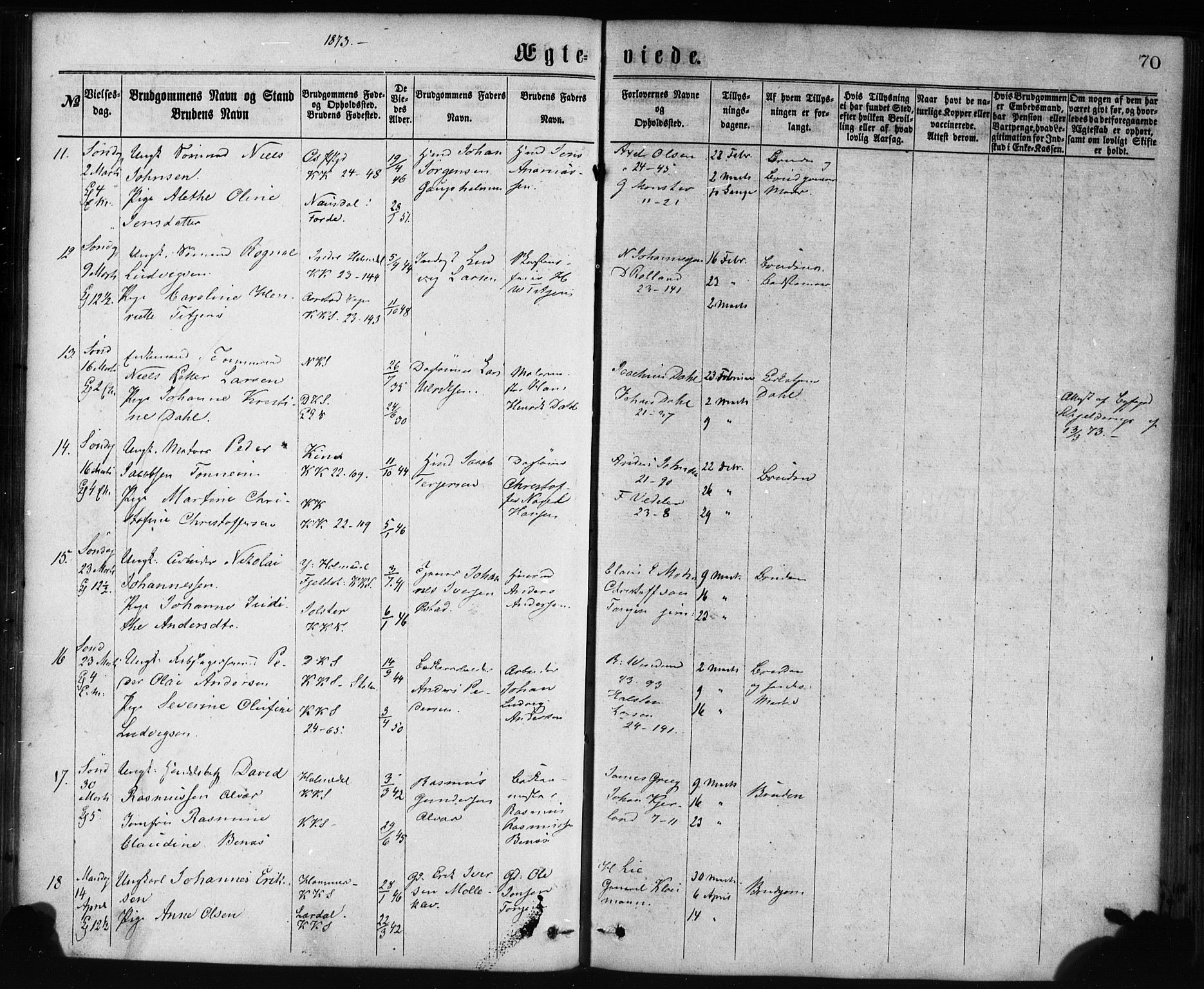 Korskirken sokneprestembete, SAB/A-76101/H/Haa/L0036: Parish register (official) no. D 3, 1867-1882, p. 70