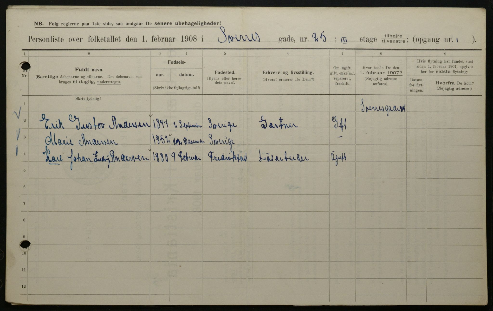 OBA, Municipal Census 1908 for Kristiania, 1908, p. 95403