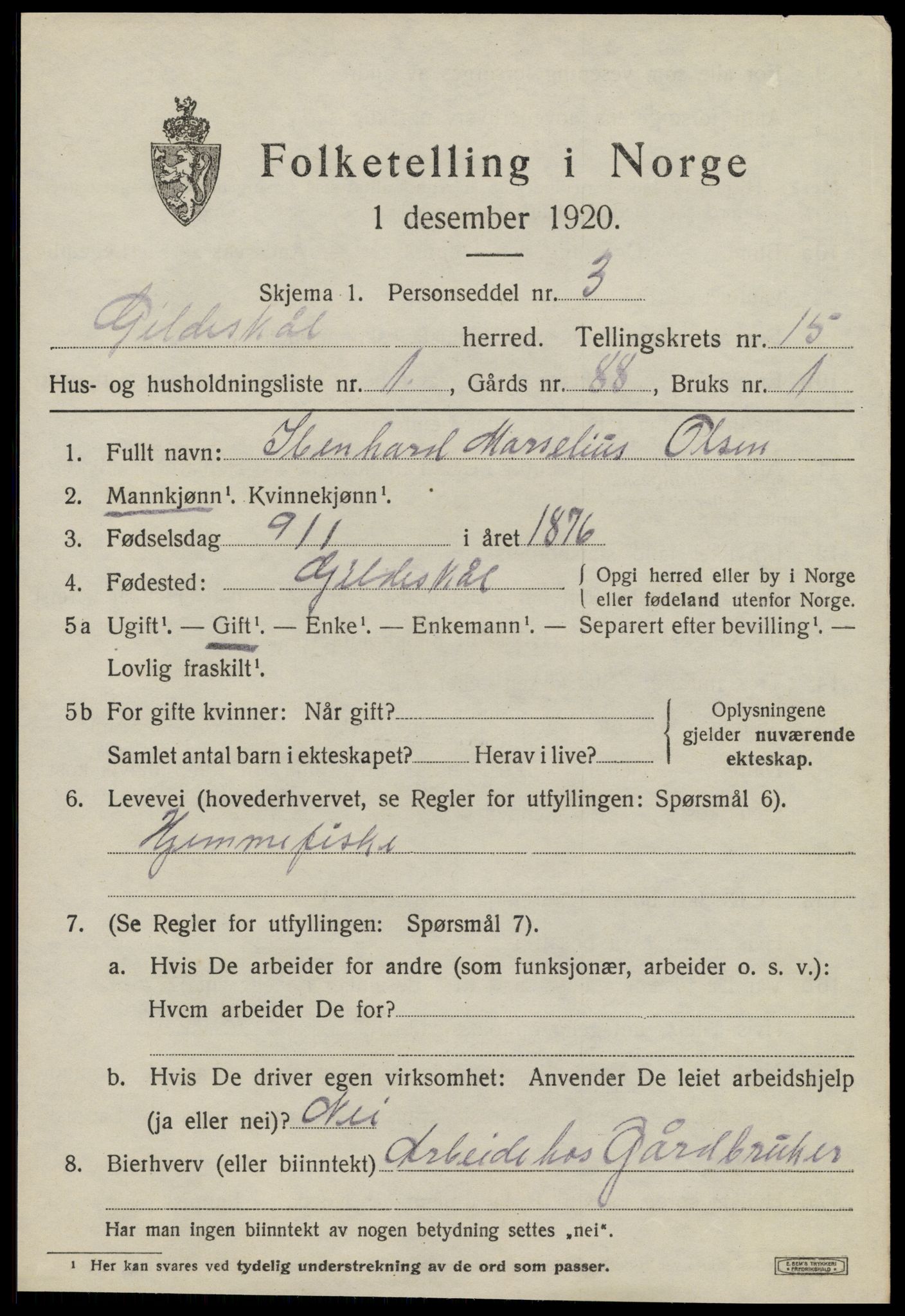 SAT, 1920 census for Gildeskål, 1920, p. 9724