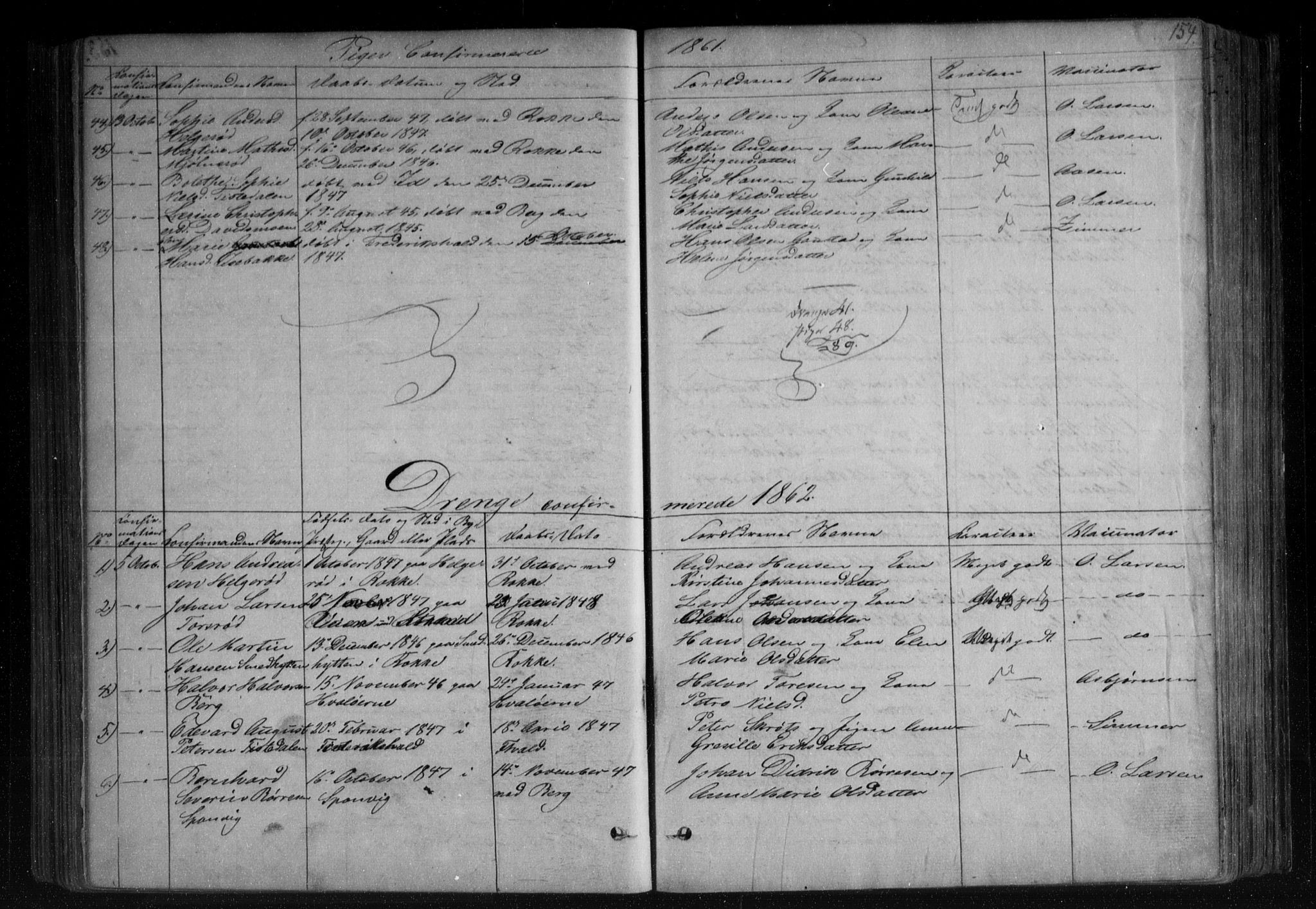 Berg prestekontor Kirkebøker, AV/SAO-A-10902/F/Fa/L0005: Parish register (official) no. I 5, 1861-1877, p. 154