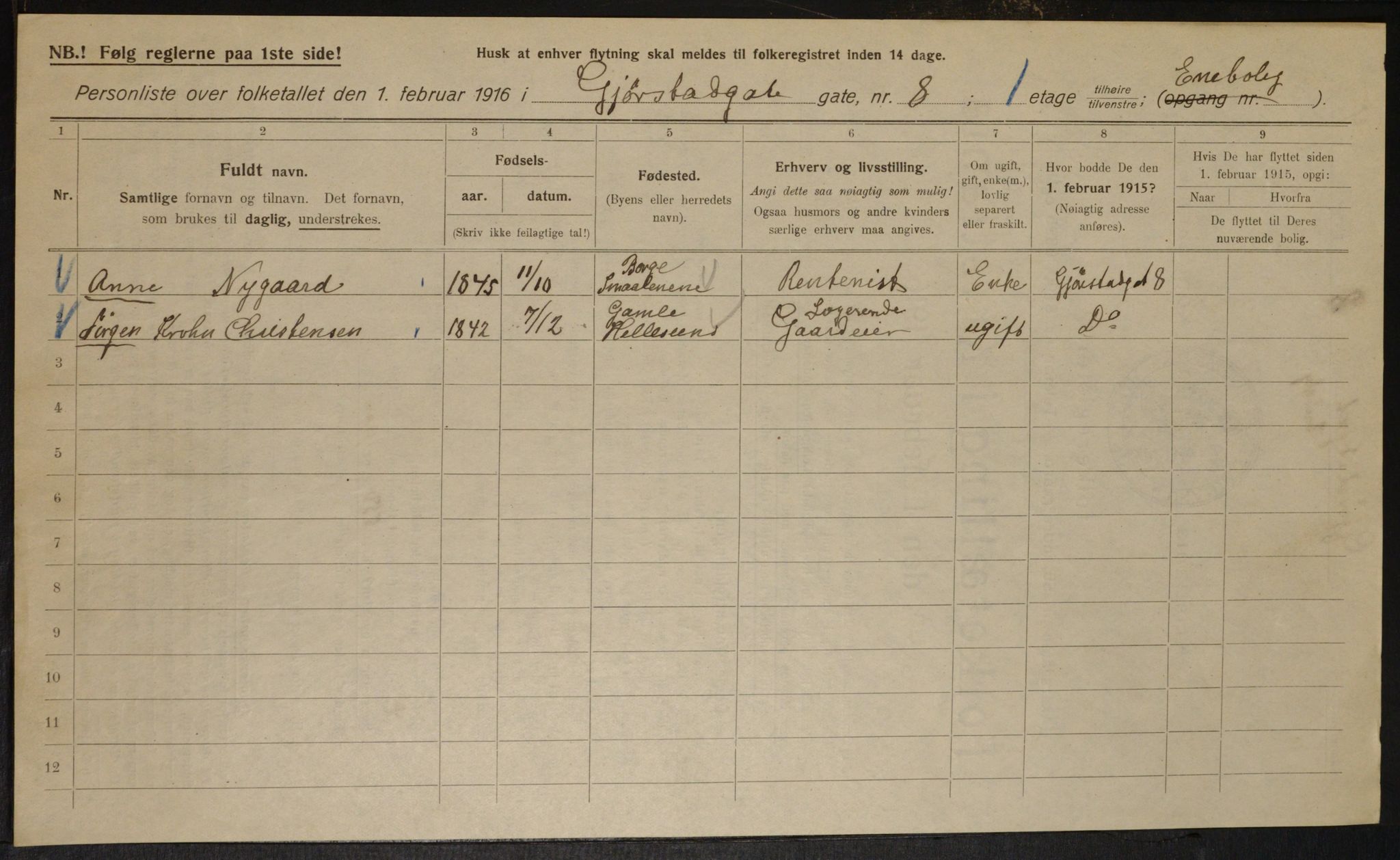 OBA, Municipal Census 1916 for Kristiania, 1916, p. 29931