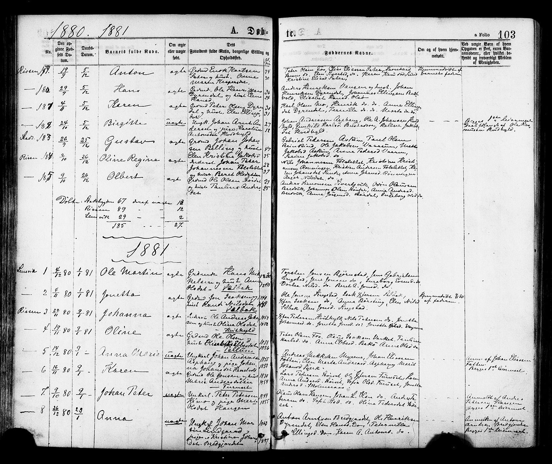Ministerialprotokoller, klokkerbøker og fødselsregistre - Sør-Trøndelag, SAT/A-1456/646/L0613: Parish register (official) no. 646A11, 1870-1884, p. 103