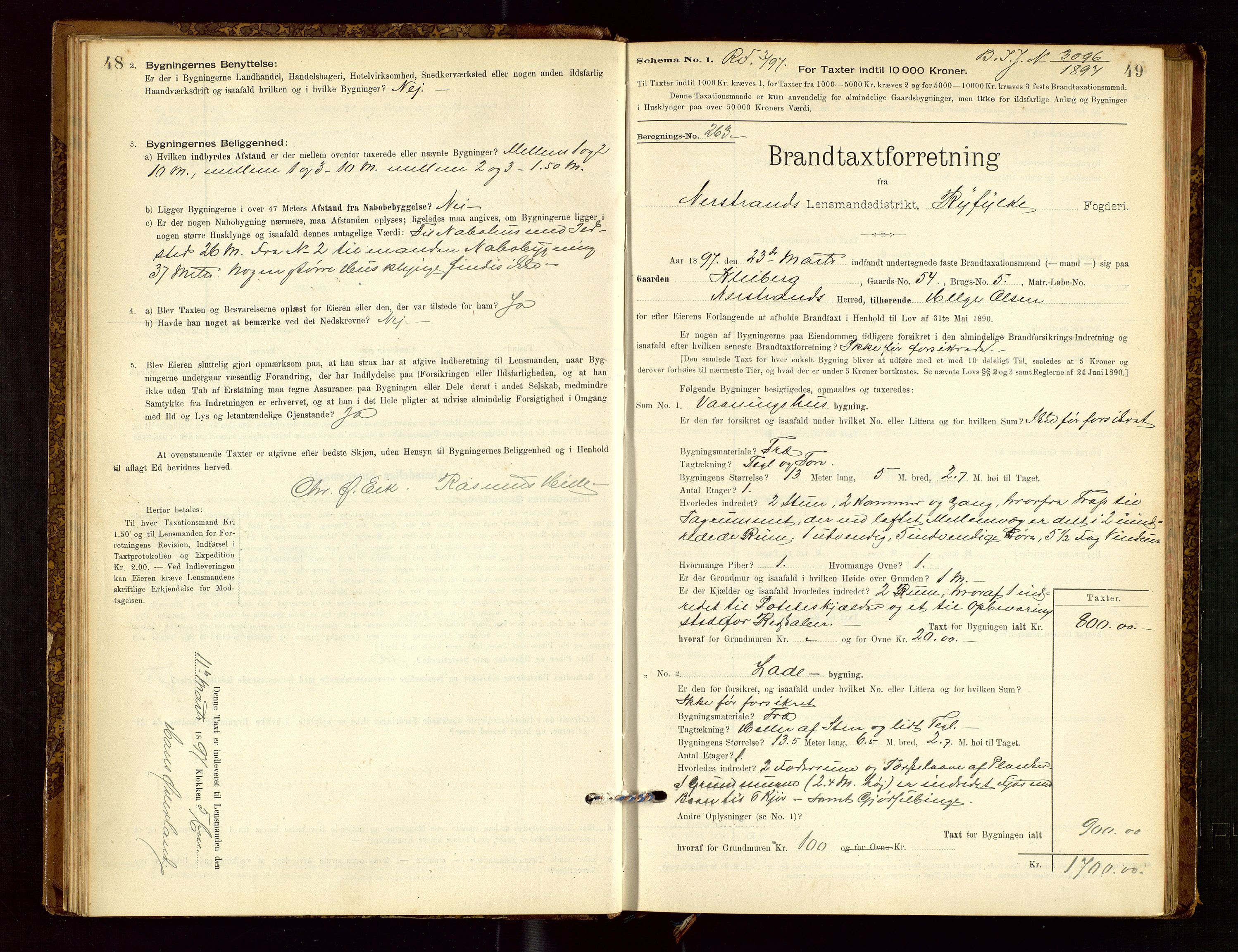 Nedstrand lensmannskontor, AV/SAST-A-100236/Gob/L0001: "Brandtaxationsprotokol for Nerstrand Lensmandsdistrikt Ryfylke fogderi", 1895-1915, p. 48-49