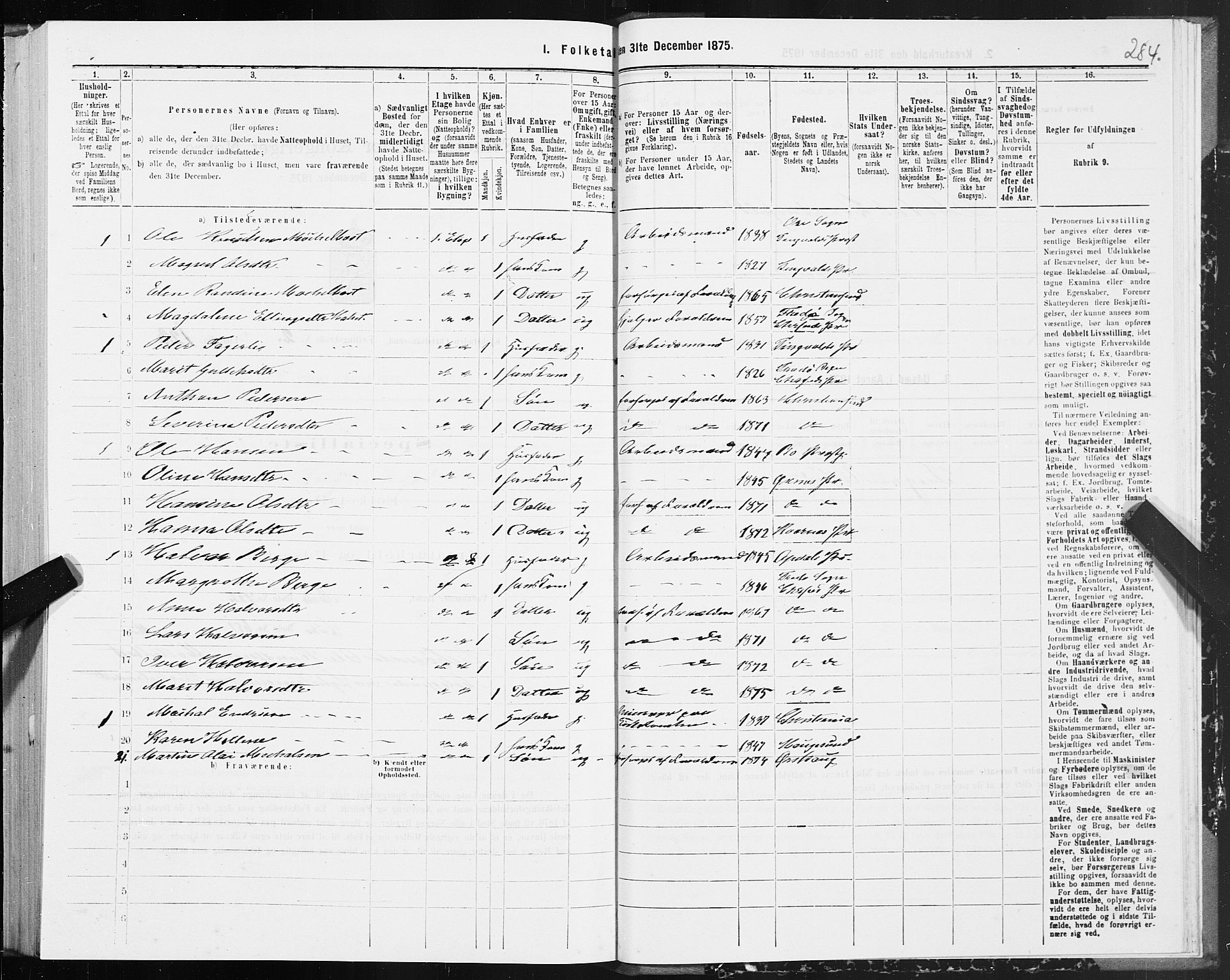 SAT, 1875 census for 1503B Kristiansund/Kristiansund, 1875, p. 2284