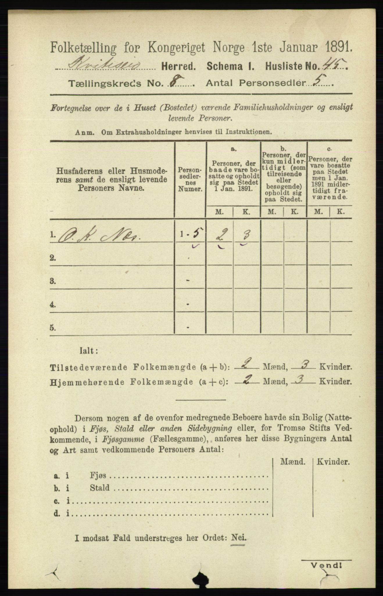 RA, 1891 census for 0829 Kviteseid, 1891, p. 1593