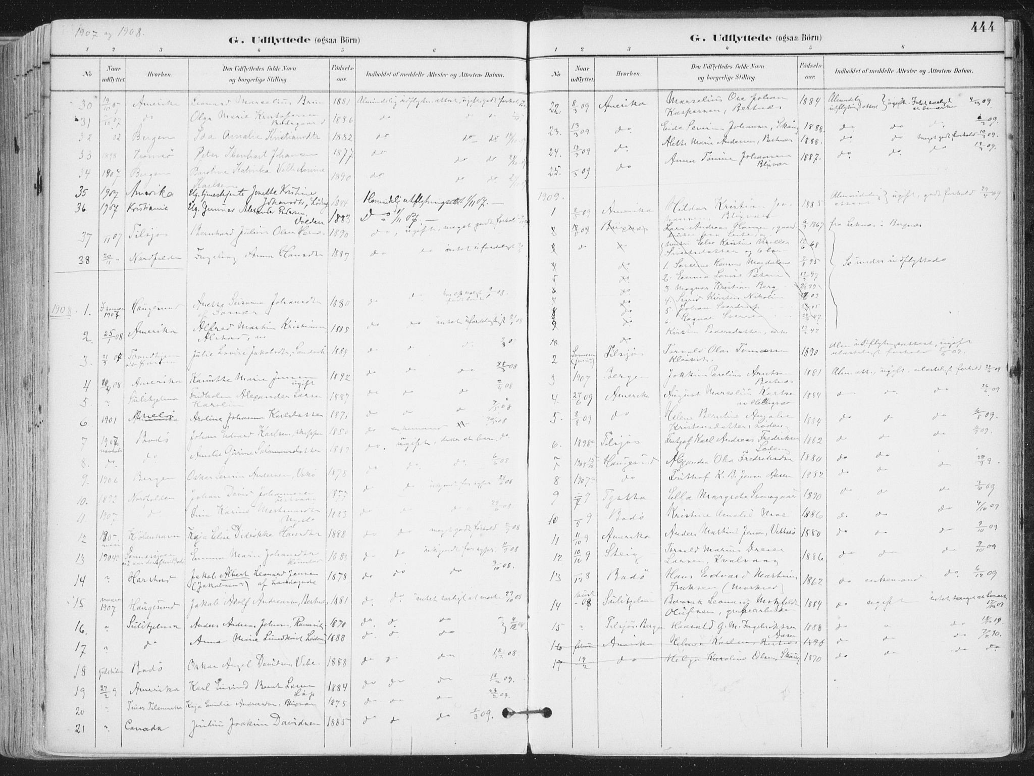 Ministerialprotokoller, klokkerbøker og fødselsregistre - Nordland, SAT/A-1459/802/L0055: Parish register (official) no. 802A02, 1894-1915, p. 444