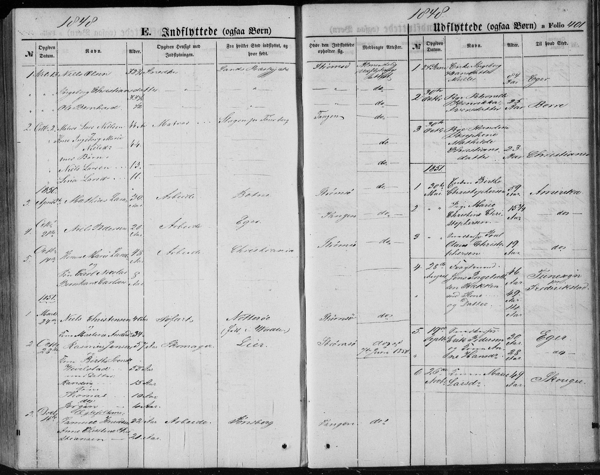 Strømsø kirkebøker, SAKO/A-246/F/Fa/L0014: Parish register (official) no. I 14, 1848-1858, p. 401