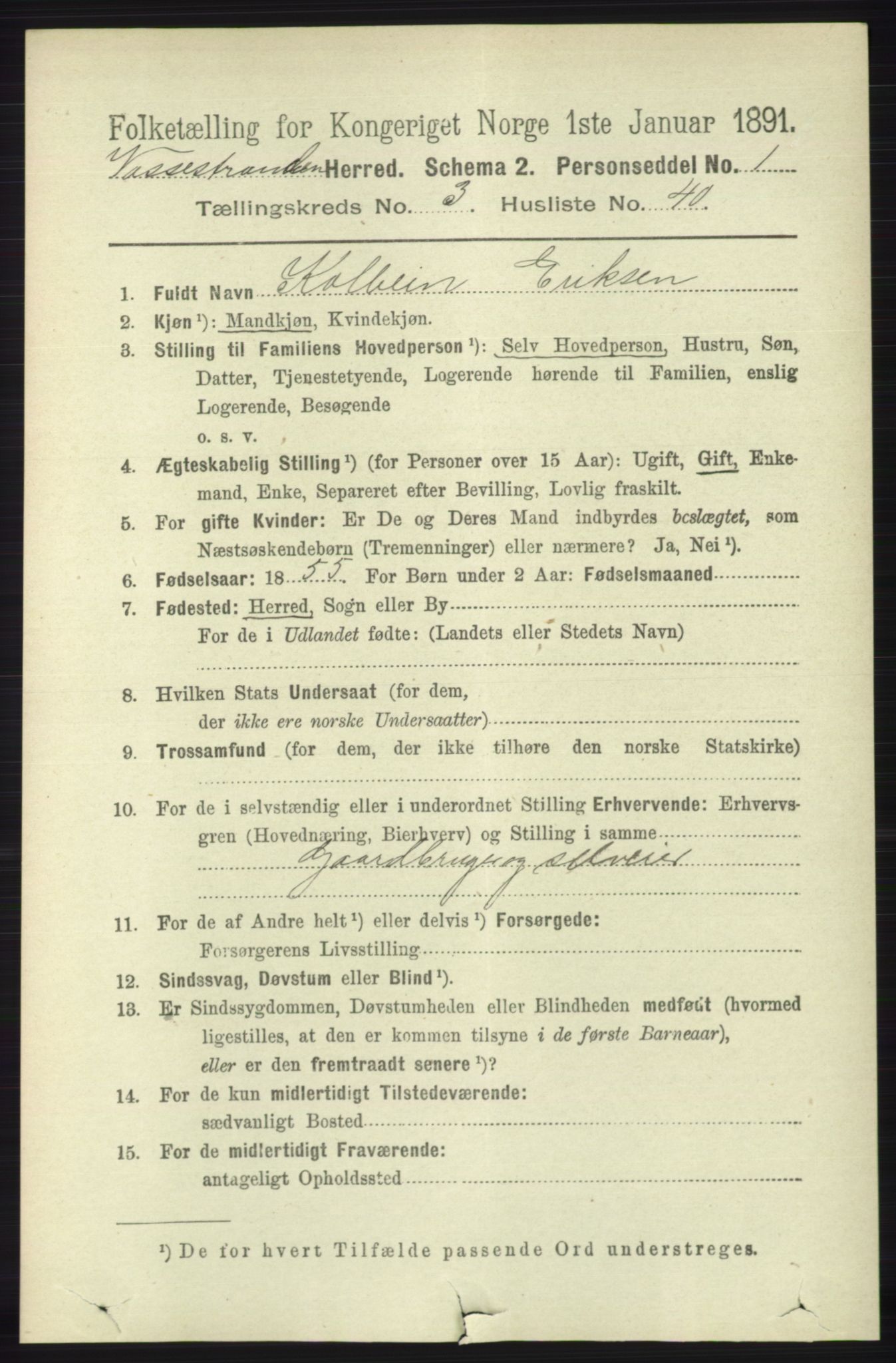 RA, 1891 census for 1236 Vossestrand, 1891, p. 1459