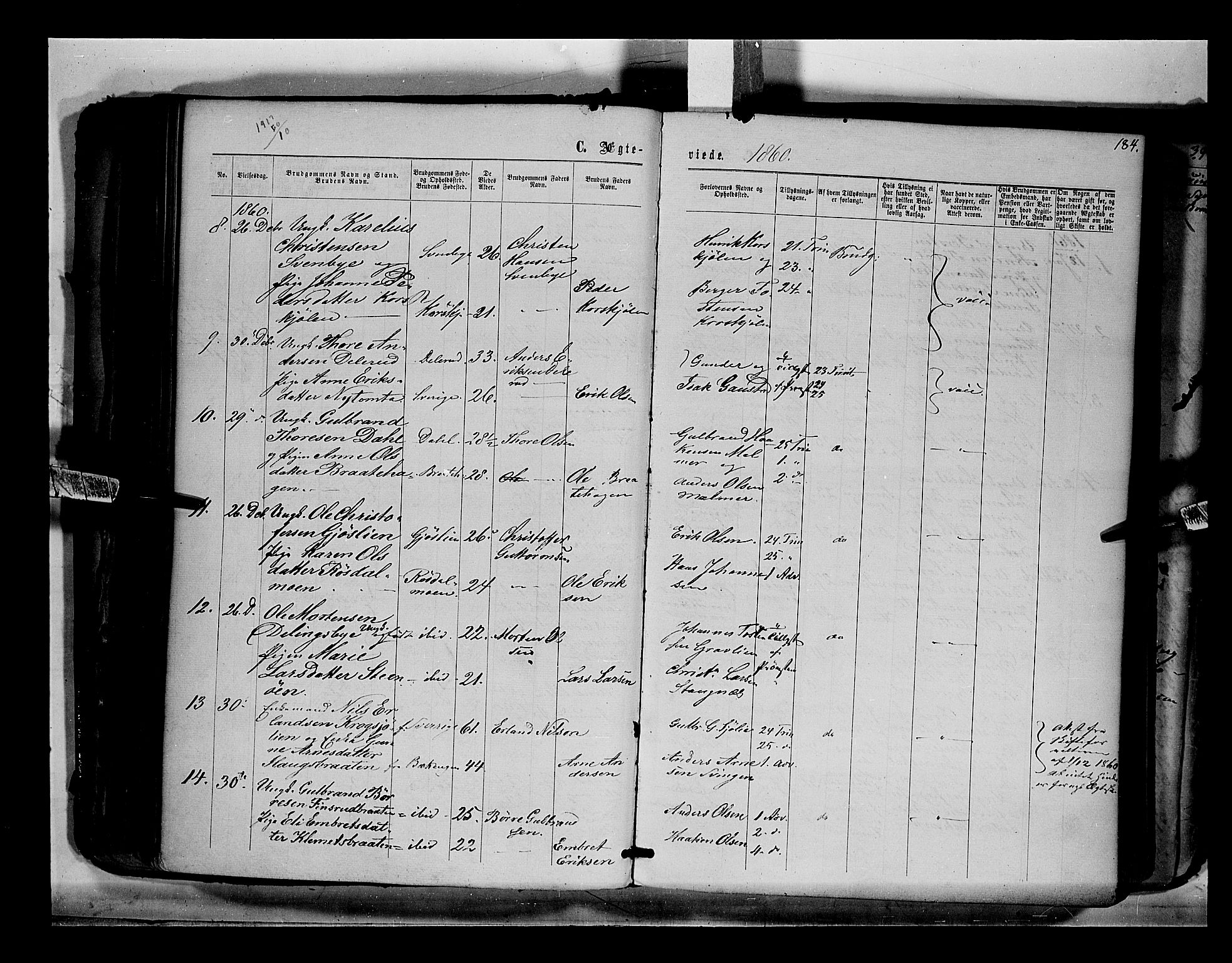 Eidskog prestekontor, SAH/PREST-026/H/Ha/Haa/L0001: Parish register (official) no. 1, 1860-1867, p. 184