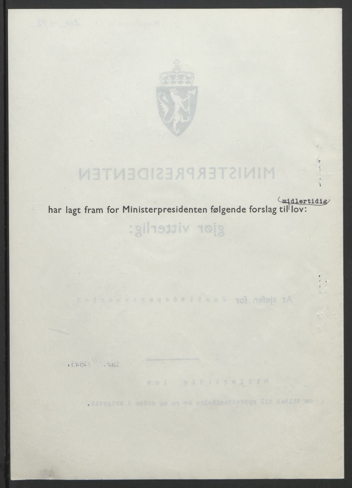 NS-administrasjonen 1940-1945 (Statsrådsekretariatet, de kommisariske statsråder mm), RA/S-4279/D/Db/L0099: Lover, 1943, p. 519