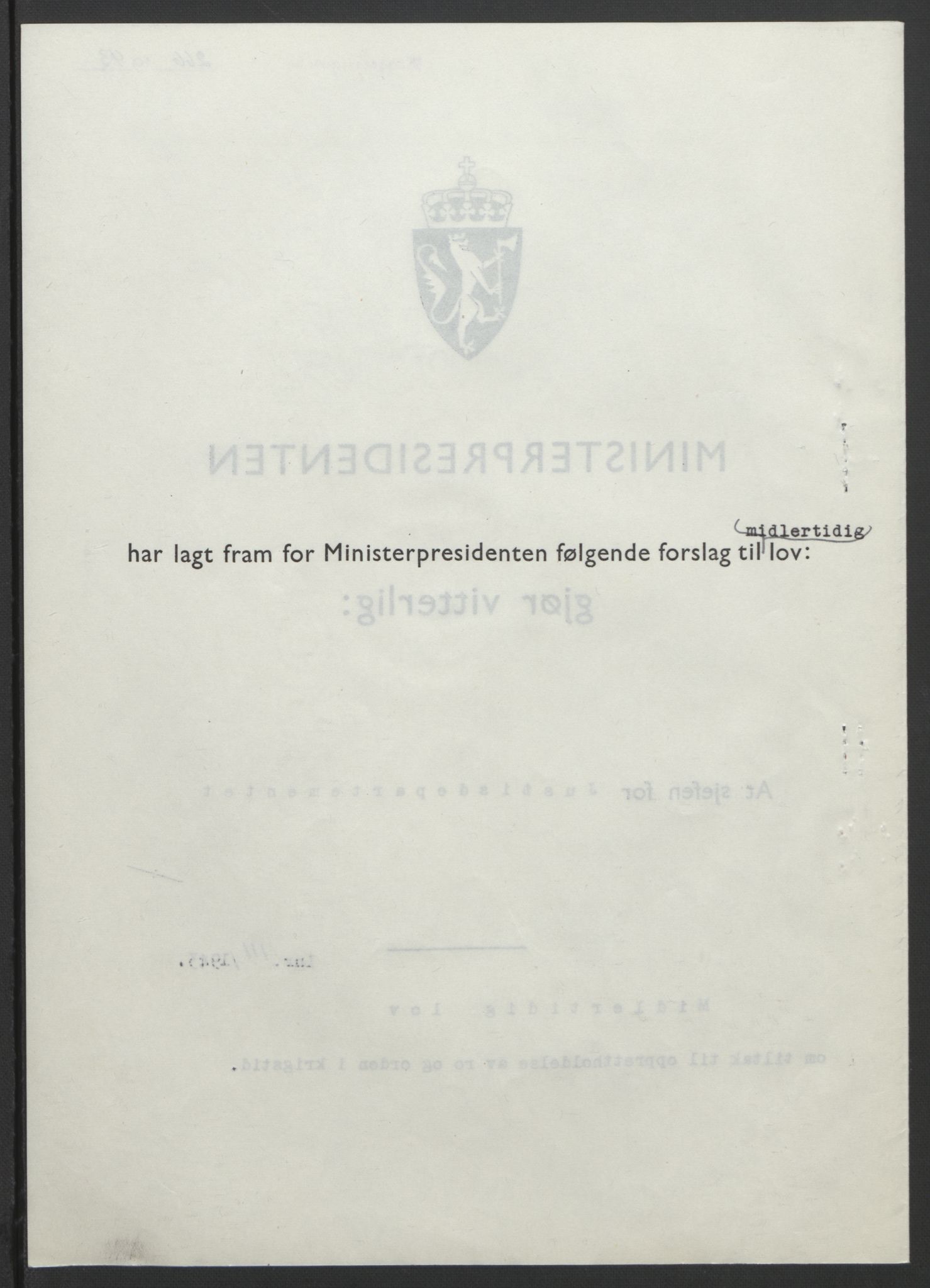 NS-administrasjonen 1940-1945 (Statsrådsekretariatet, de kommisariske statsråder mm), AV/RA-S-4279/D/Db/L0099: Lover, 1943, p. 519