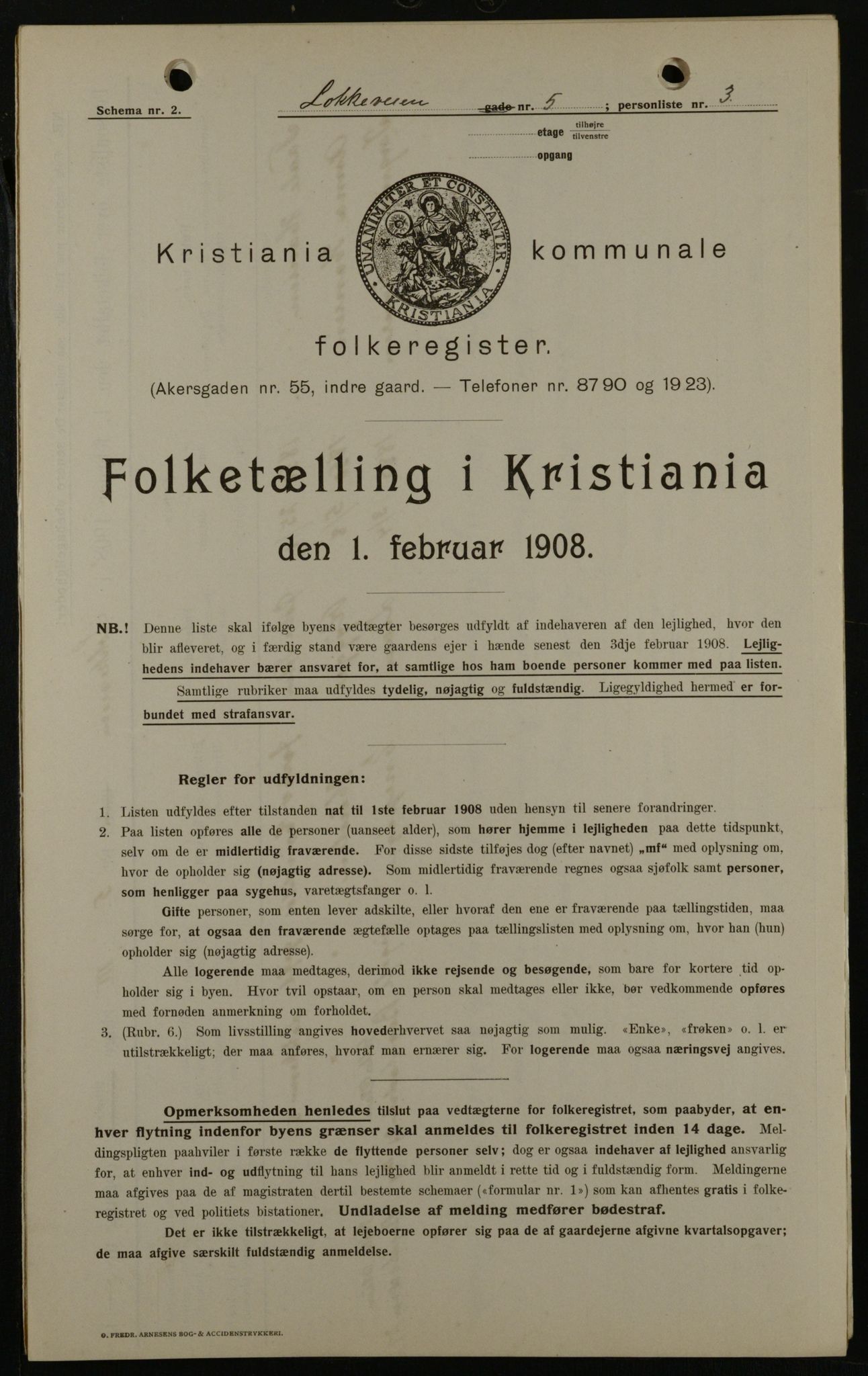 OBA, Municipal Census 1908 for Kristiania, 1908, p. 52538