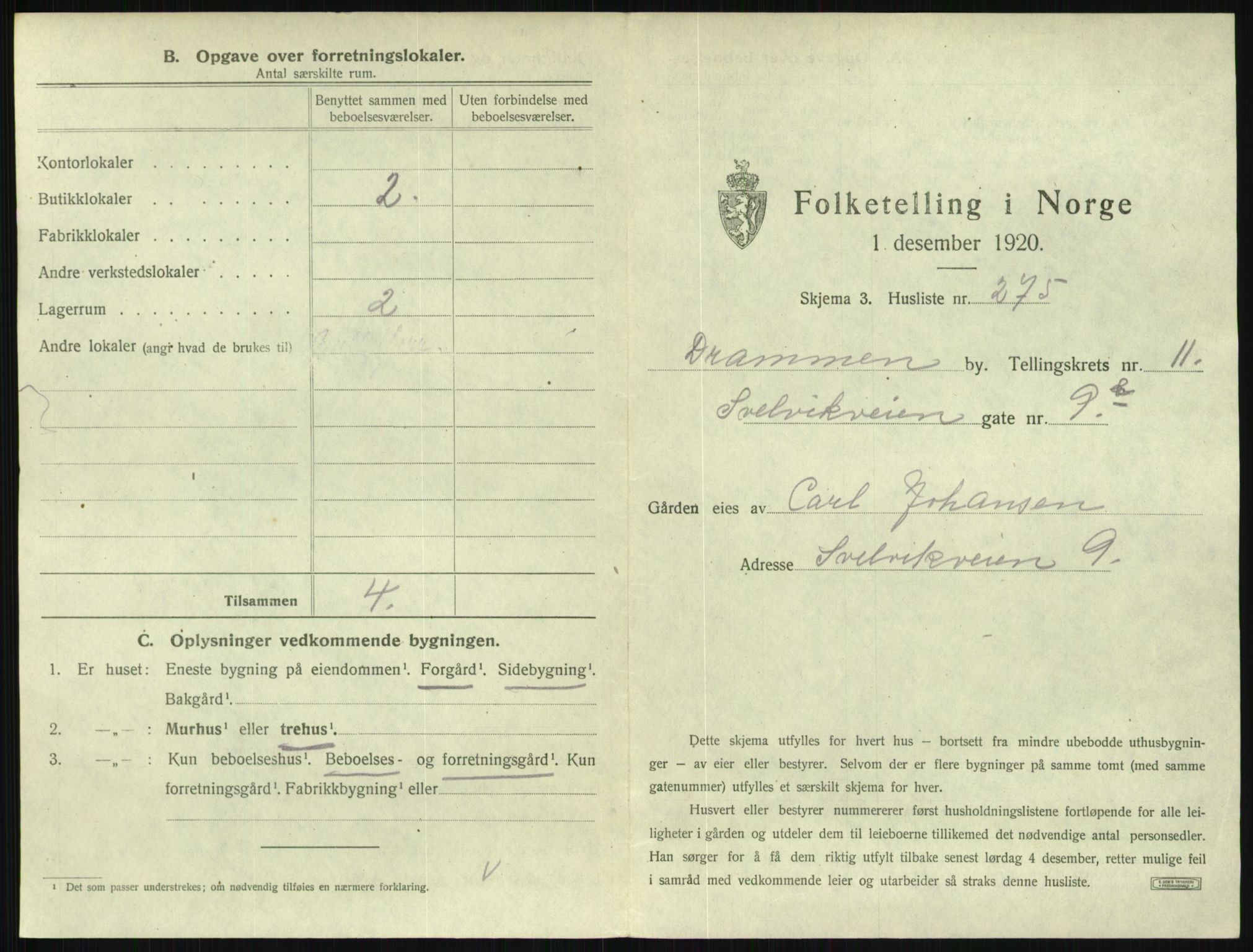 SAKO, 1920 census for Drammen, 1920, p. 5694