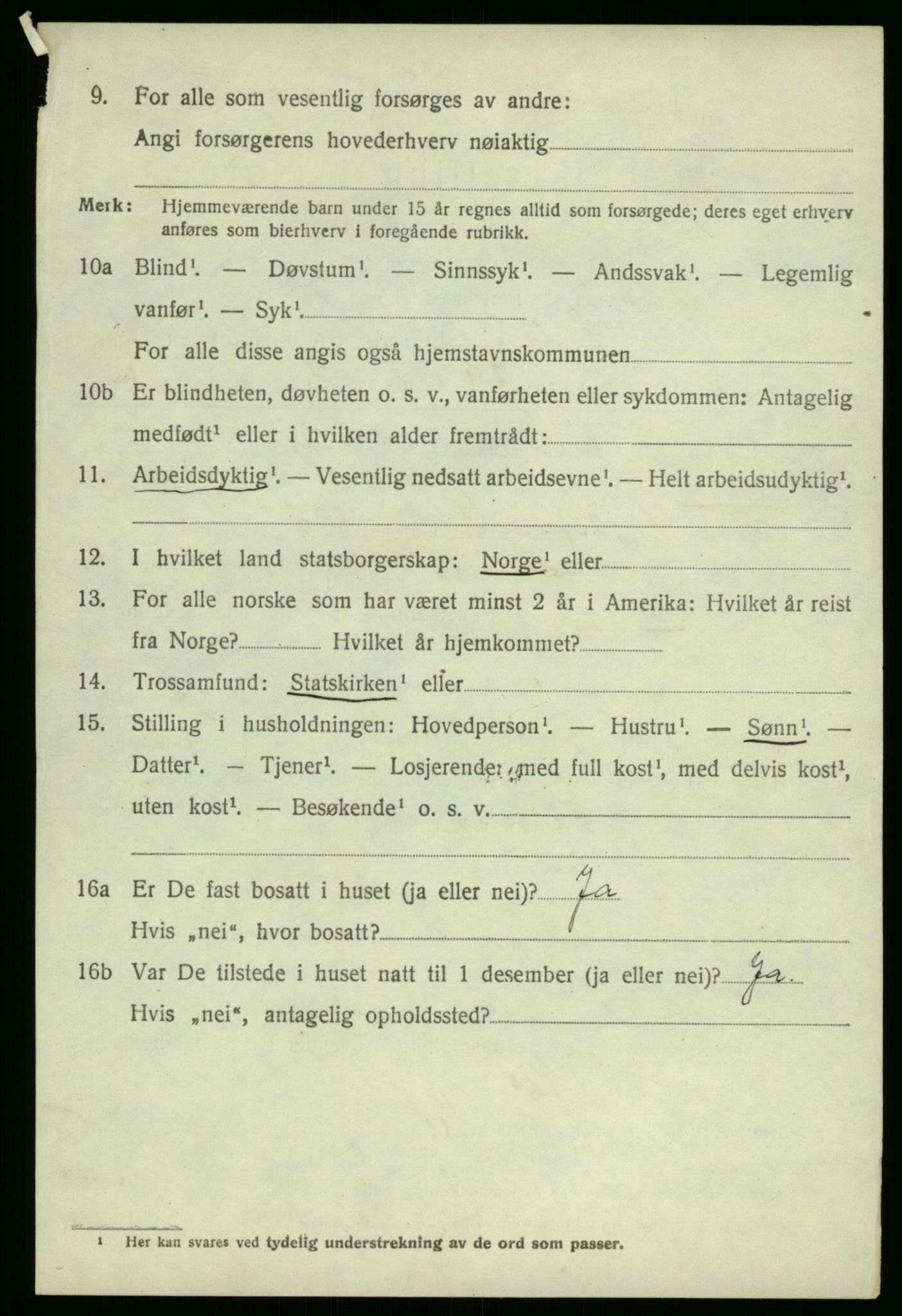 SAB, 1920 census for Solund, 1920, p. 1043