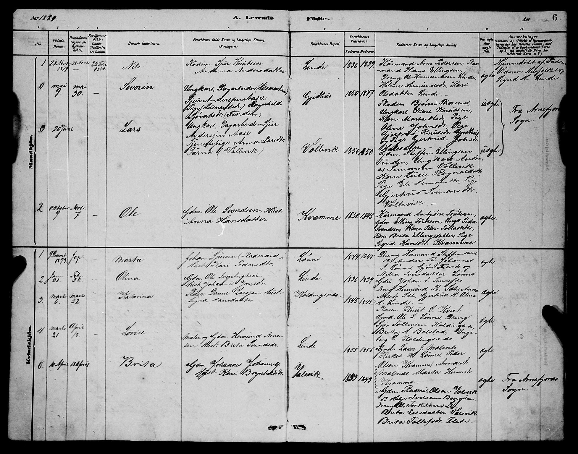 Balestrand sokneprestembete, AV/SAB-A-79601/H/Hab/Habc/L0002: Parish register (copy) no. C 2, 1878-1895, p. 6