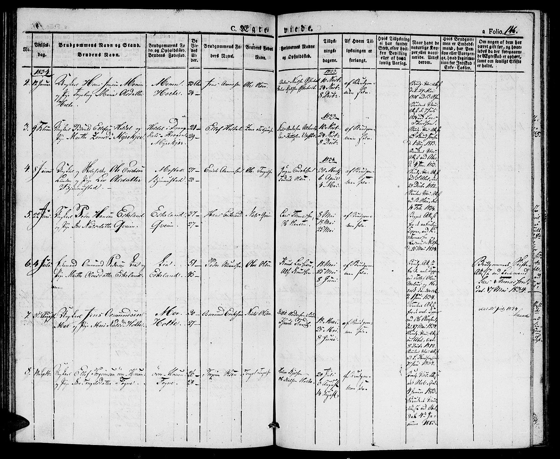 Gjerstad sokneprestkontor, AV/SAK-1111-0014/F/Fa/Faa/L0005: Parish register (official) no. A 5, 1829-1841, p. 146