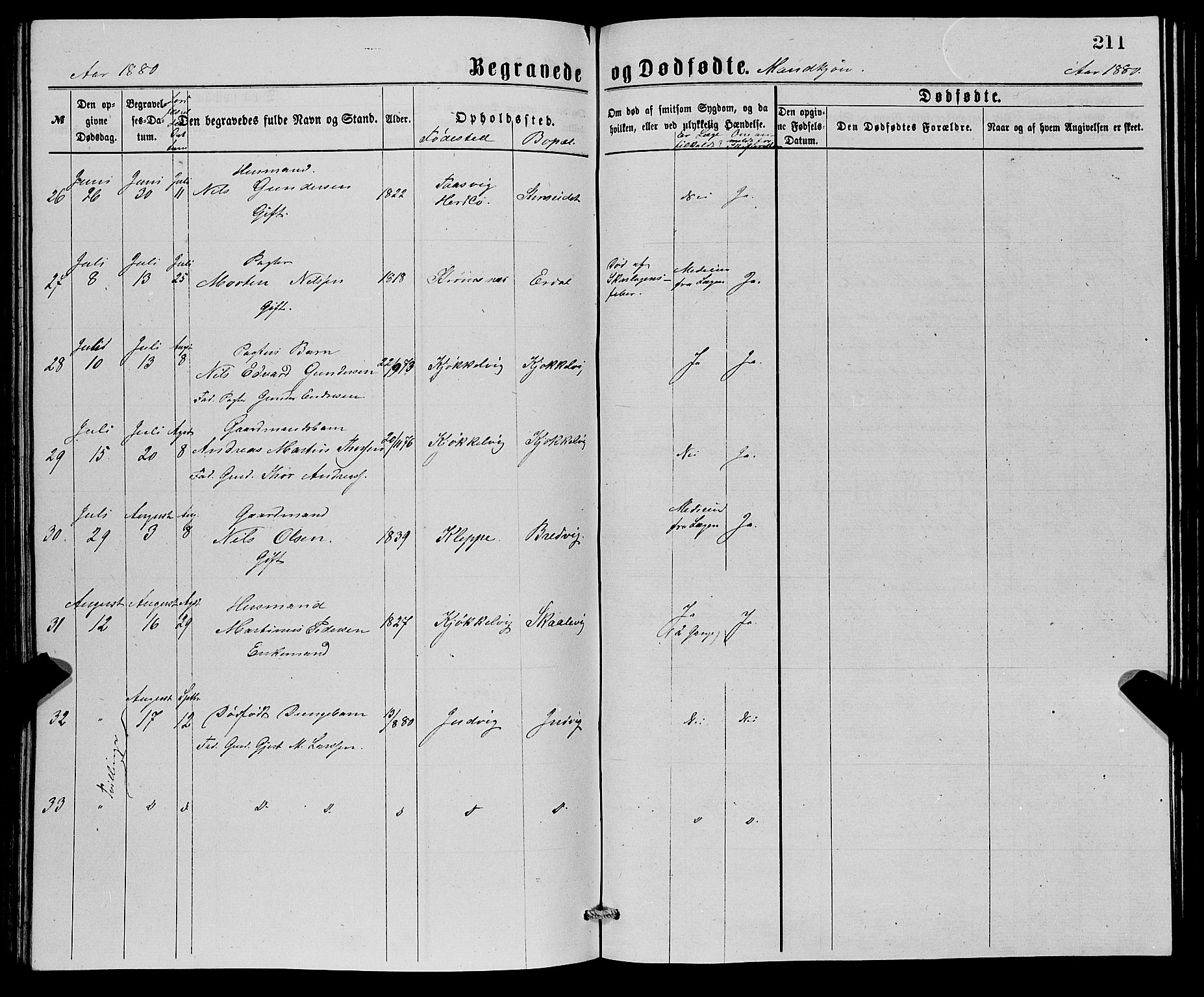 Askøy Sokneprestembete, SAB/A-74101/H/Ha/Hab/Haba/L0007: Parish register (copy) no. A 7, 1871-1881, p. 211