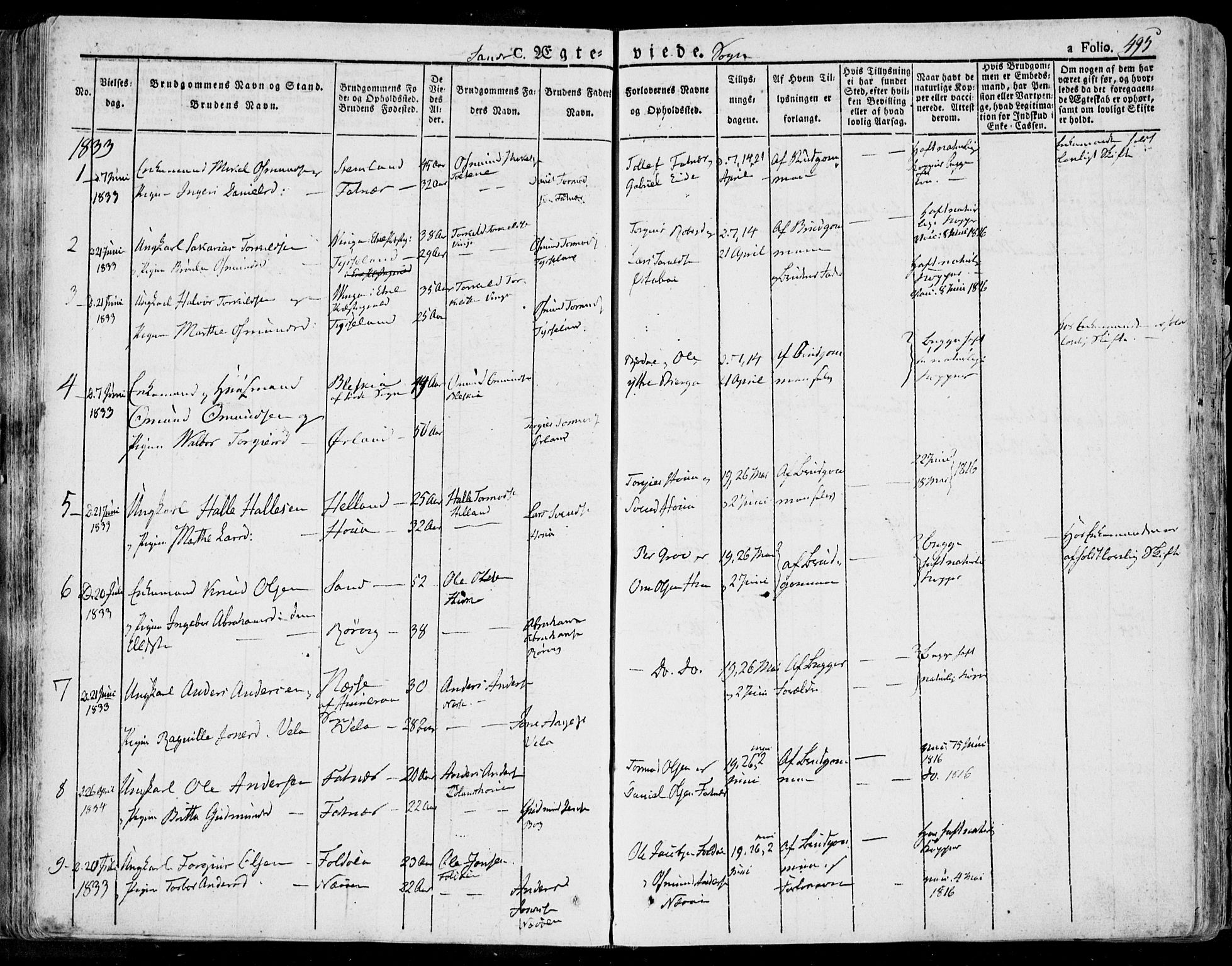 Jelsa sokneprestkontor, AV/SAST-A-101842/01/IV: Parish register (official) no. A 6.2, 1828-1853, p. 495