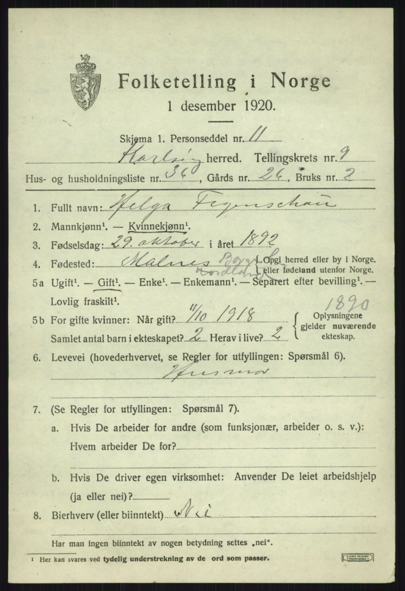 SATØ, 1920 census for Karlsøy, 1920, p. 3774