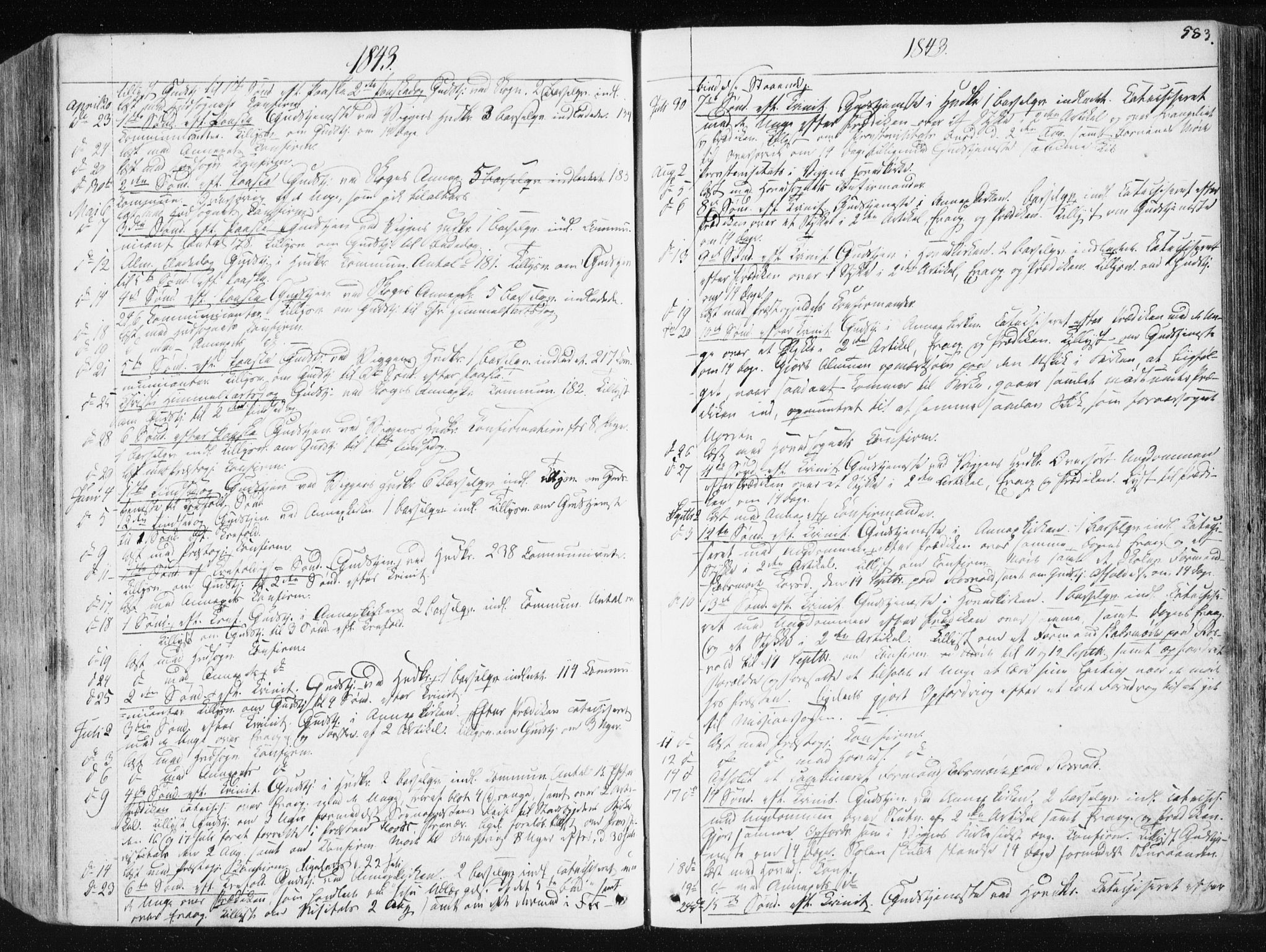 Ministerialprotokoller, klokkerbøker og fødselsregistre - Sør-Trøndelag, SAT/A-1456/665/L0771: Parish register (official) no. 665A06, 1830-1856, p. 583