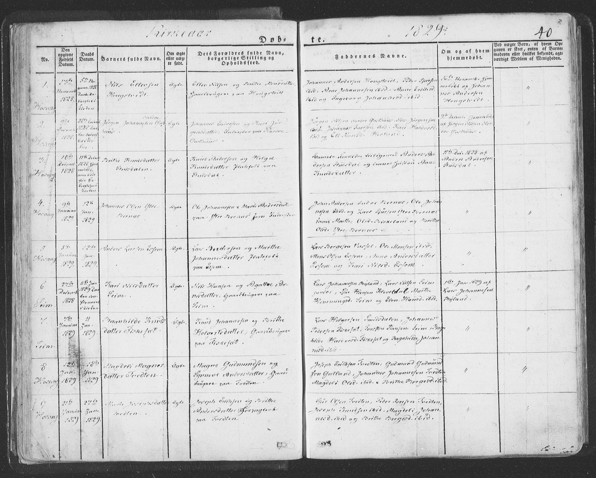 Hosanger sokneprestembete, AV/SAB-A-75801/H/Haa: Parish register (official) no. A 6, 1824-1835, p. 40