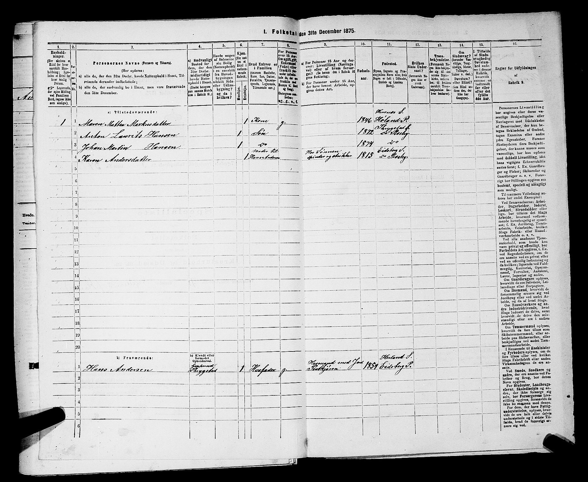 RA, 1875 census for 0122P Trøgstad, 1875, p. 613