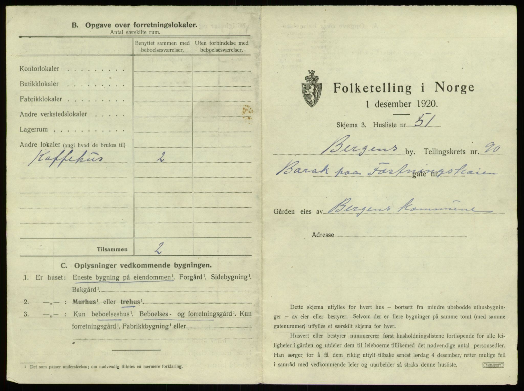 SAB, 1920 census for Bergen, 1920, p. 8695