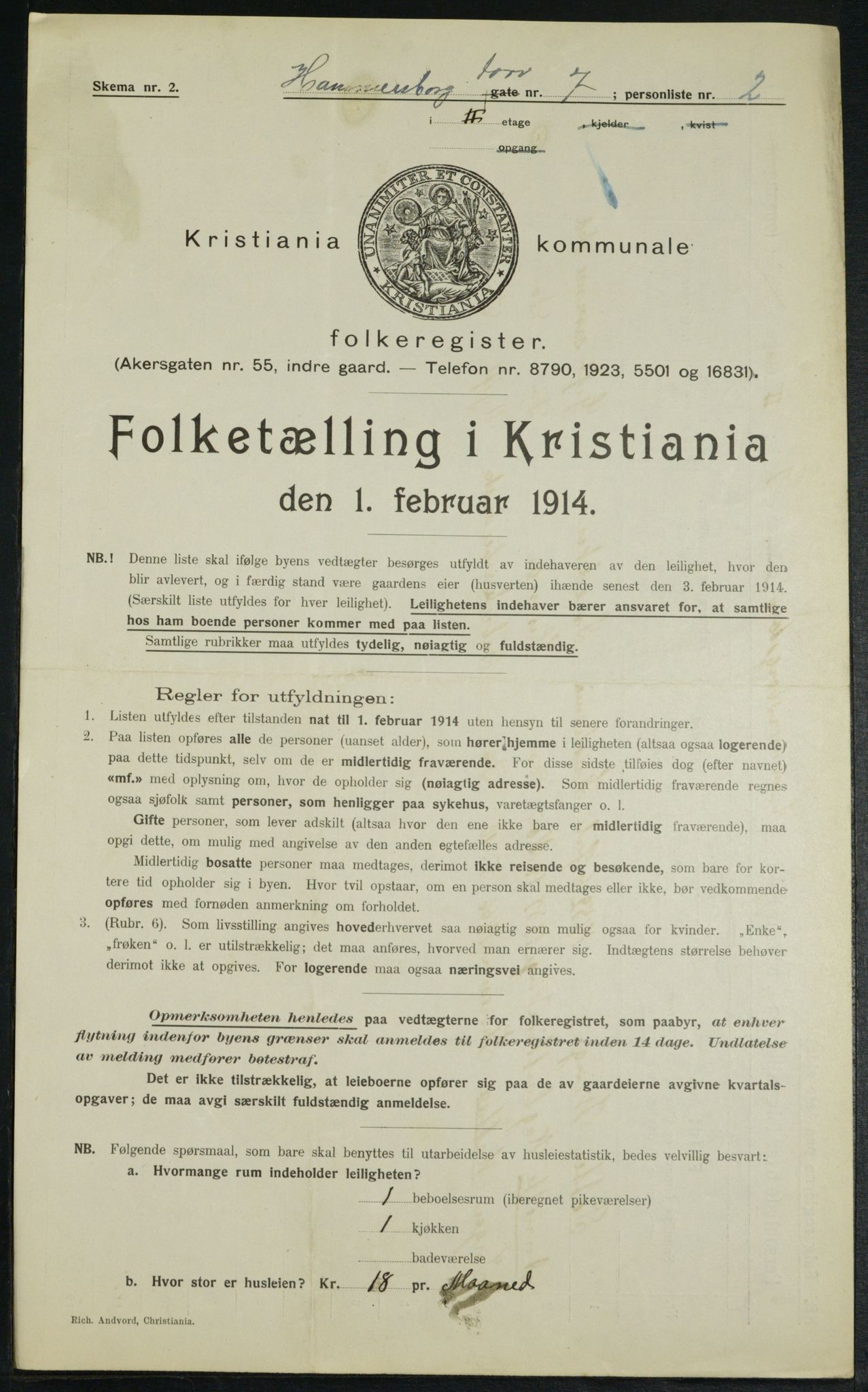 OBA, Municipal Census 1914 for Kristiania, 1914, p. 34587