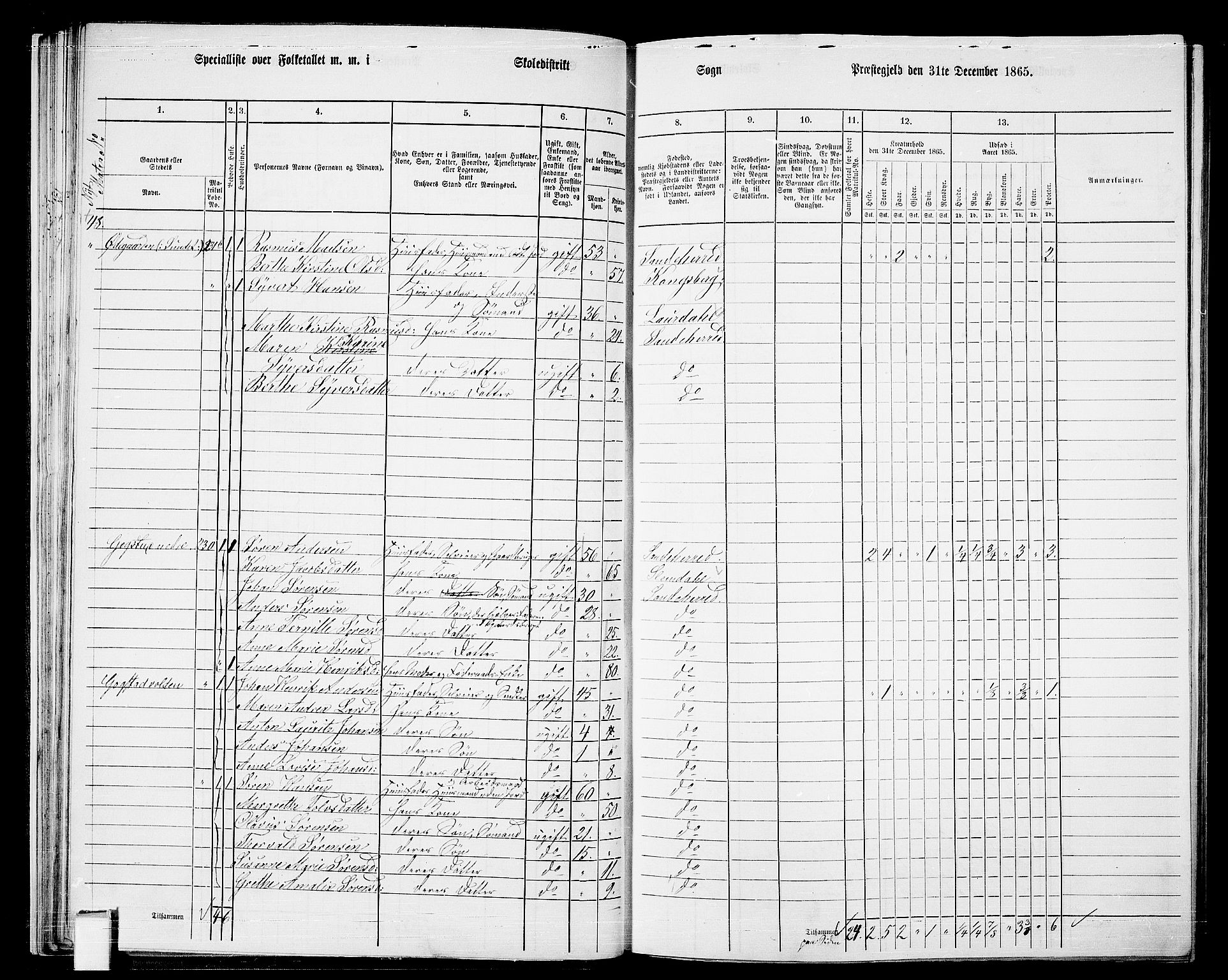 RA, 1865 census for Sandeherred/Sandeherred, 1865, p. 37