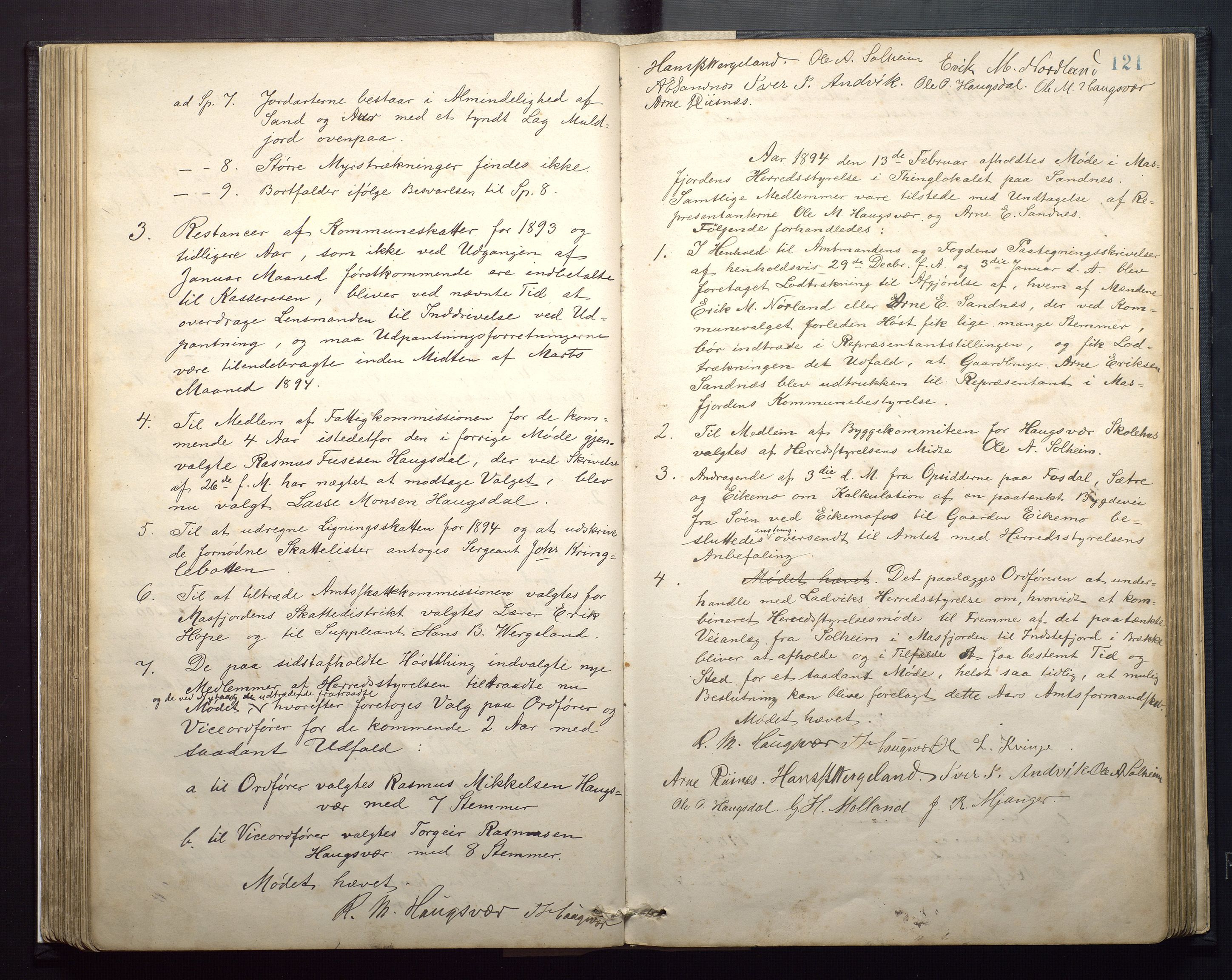 Masfjorden kommune. Formannskapet, IKAH/1266-021/A/Aa/L0001: Møtebok for Masfjorden formannskap og heradsstyre, 1879-1904, p. 121