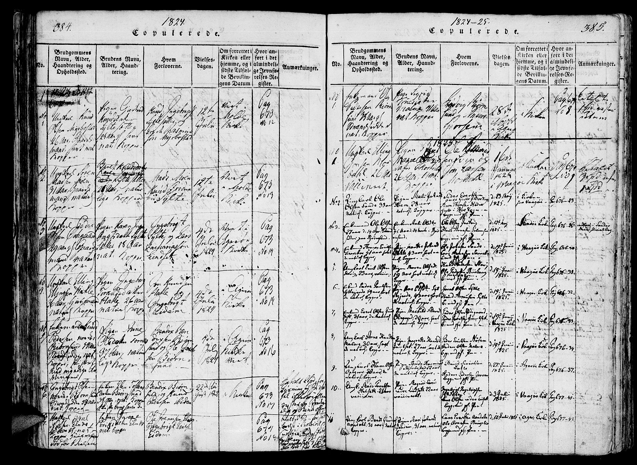 Ministerialprotokoller, klokkerbøker og fødselsregistre - Møre og Romsdal, SAT/A-1454/565/L0747: Parish register (official) no. 565A01, 1817-1844, p. 384-385