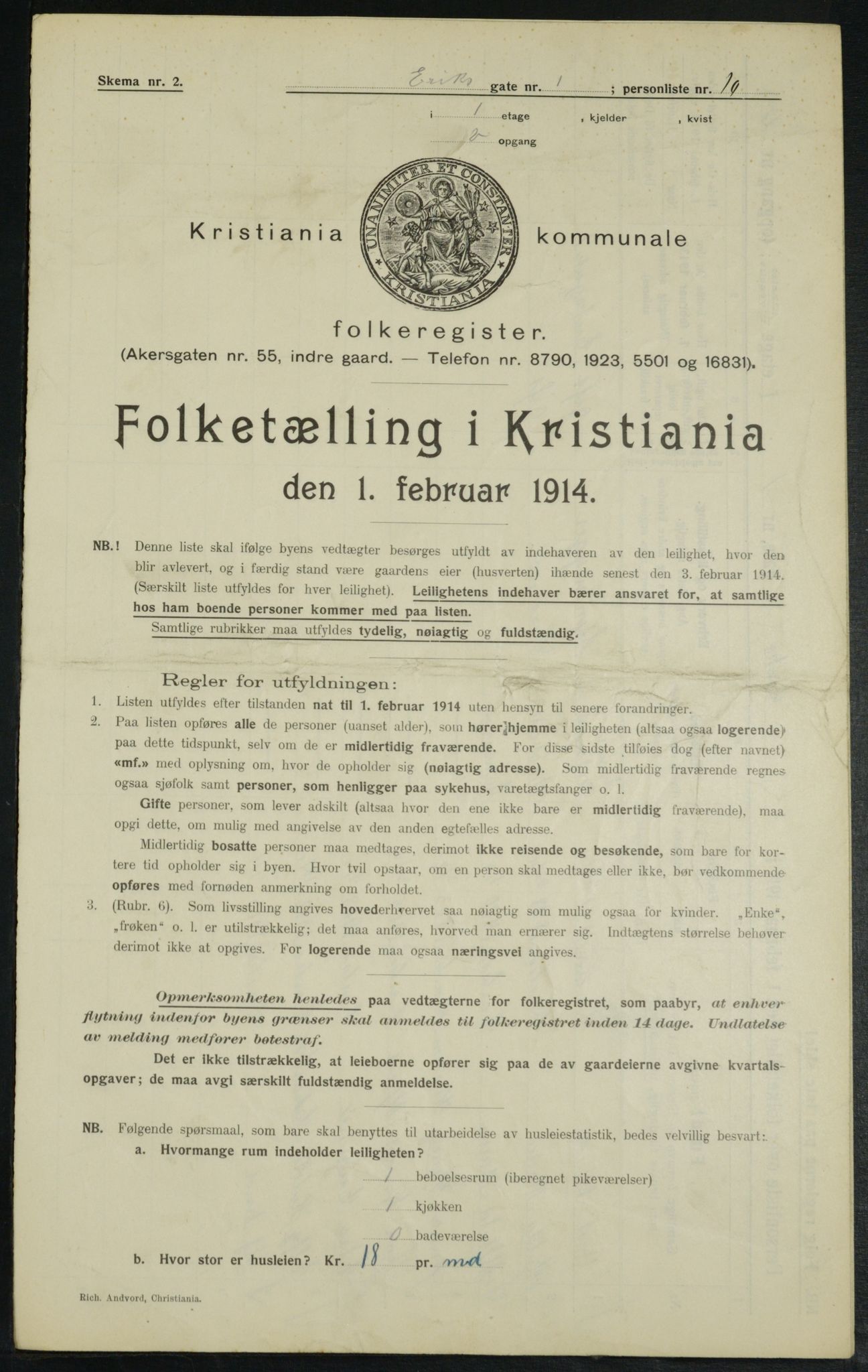 OBA, Municipal Census 1914 for Kristiania, 1914, p. 19747