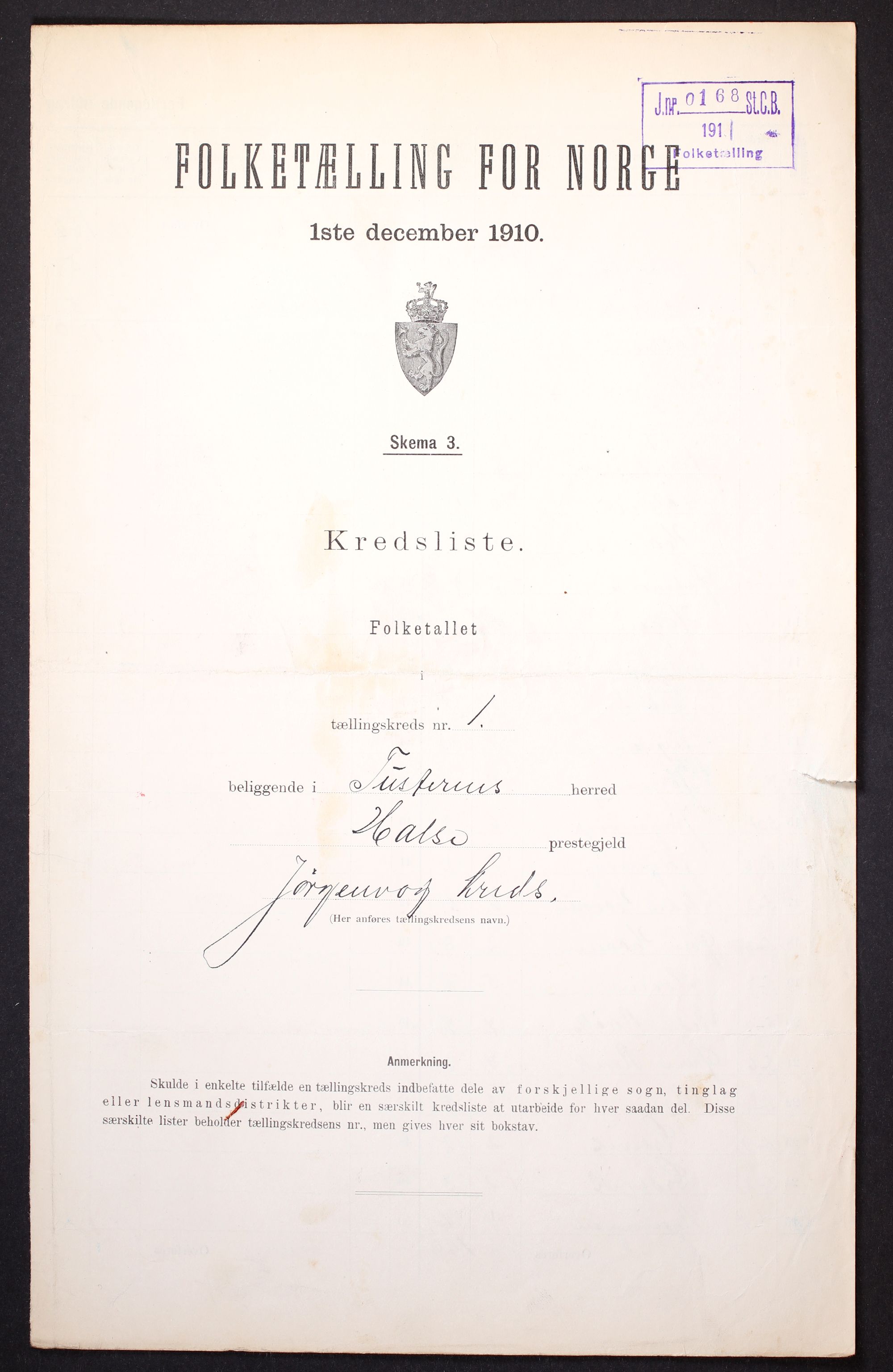 RA, 1910 census for Tustna, 1910, p. 4