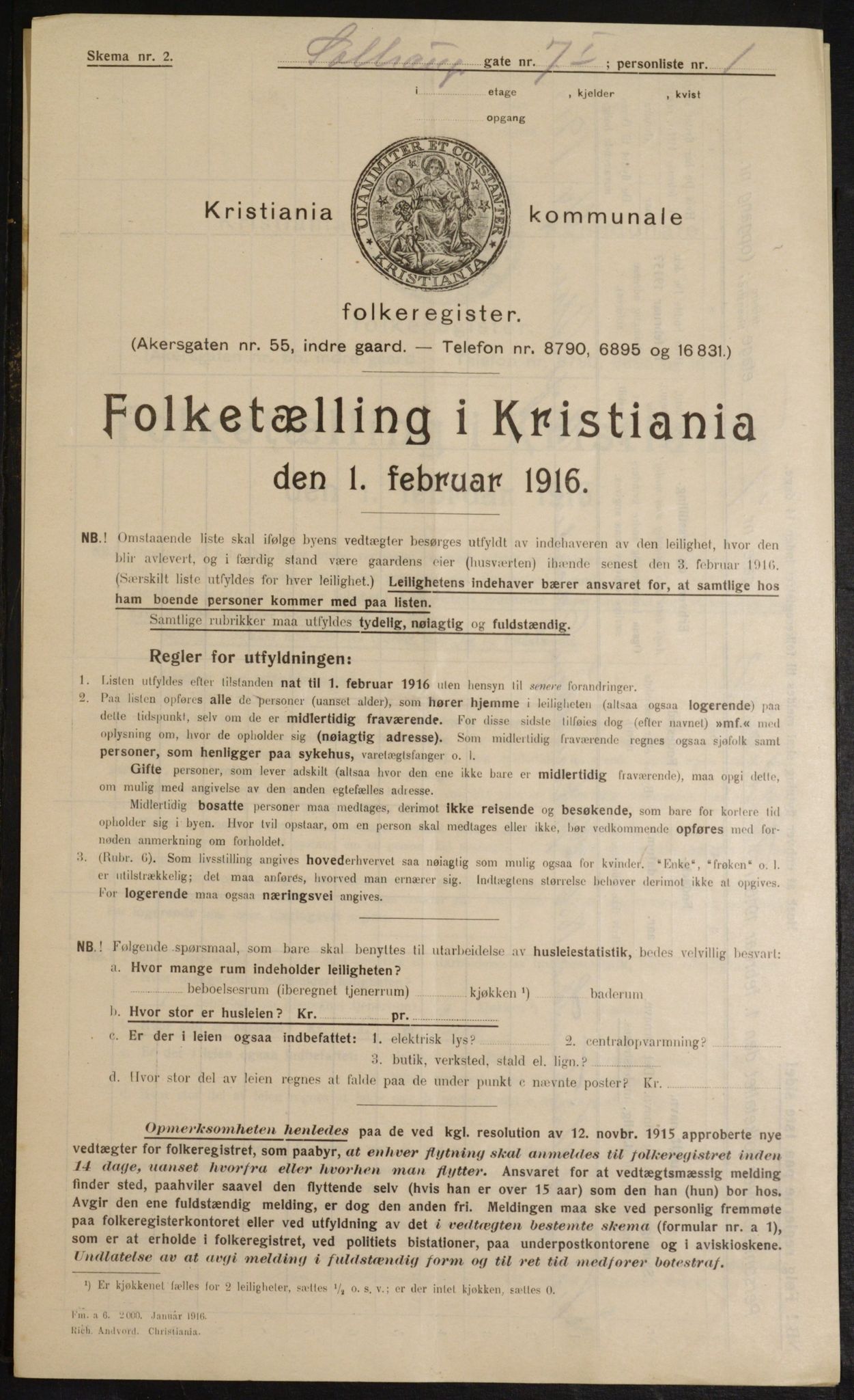 OBA, Municipal Census 1916 for Kristiania, 1916, p. 101925