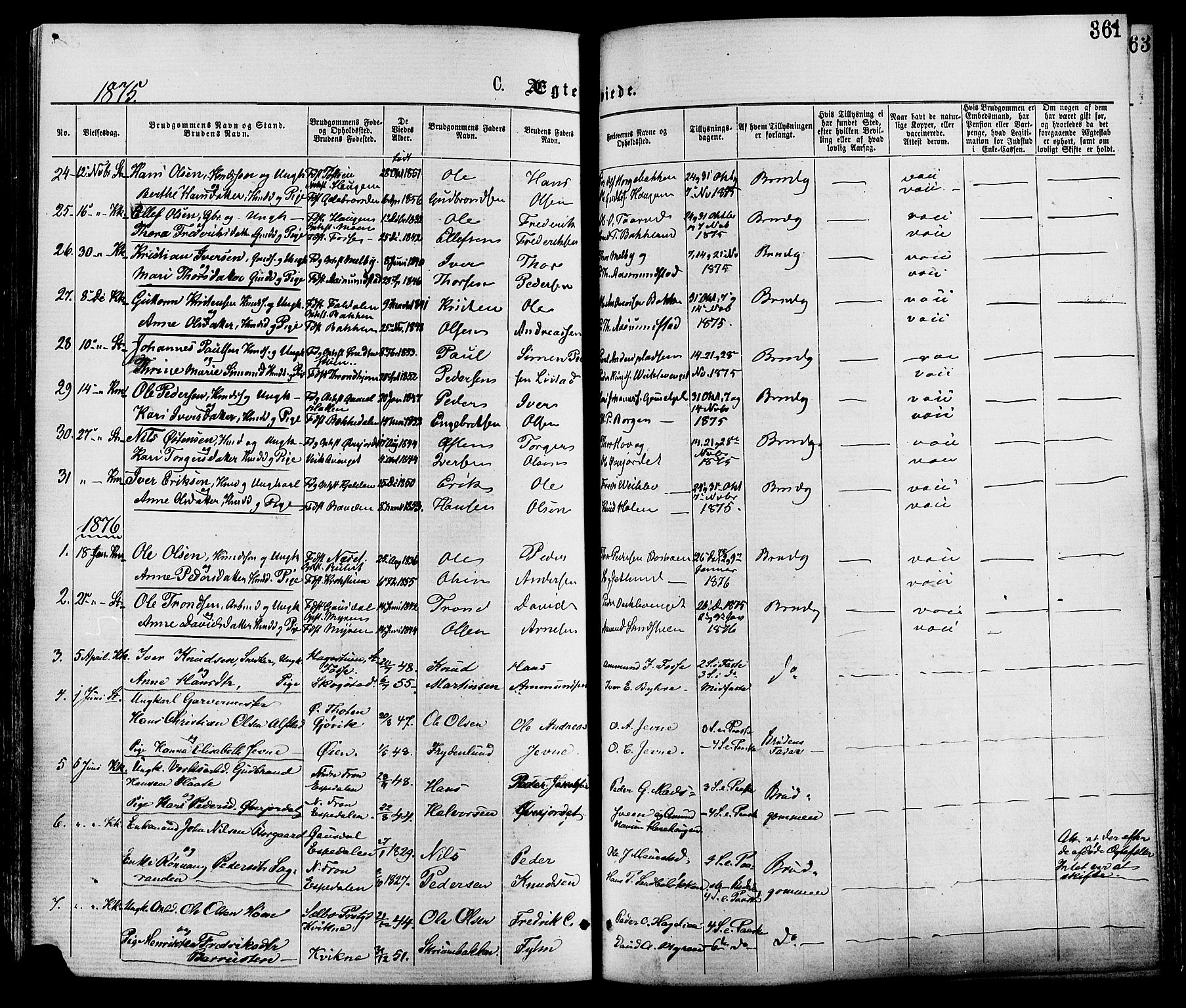 Nord-Fron prestekontor, SAH/PREST-080/H/Ha/Haa/L0002: Parish register (official) no. 2, 1865-1883, p. 361