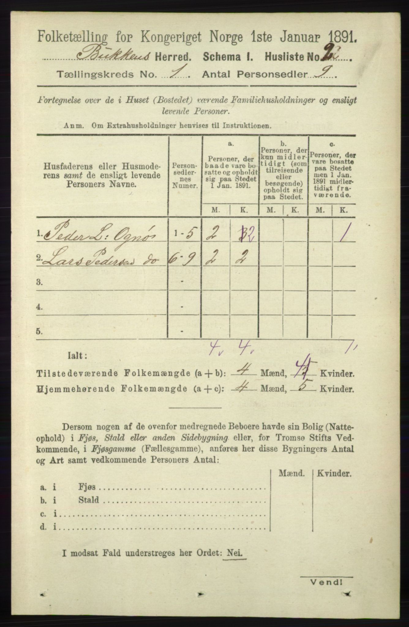 RA, 1891 census for 1145 Bokn, 1891, p. 16
