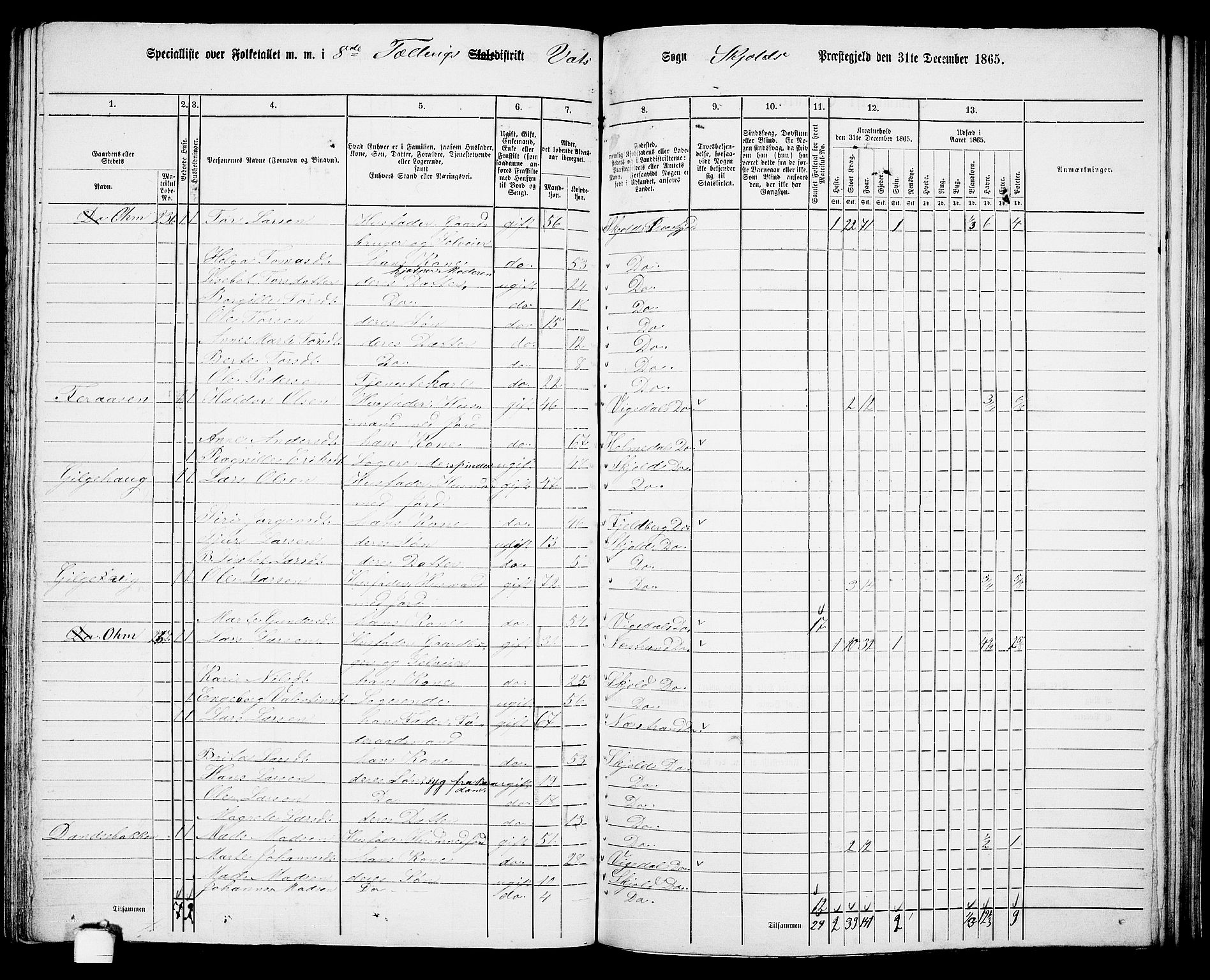 RA, 1865 census for Skjold, 1865, p. 116