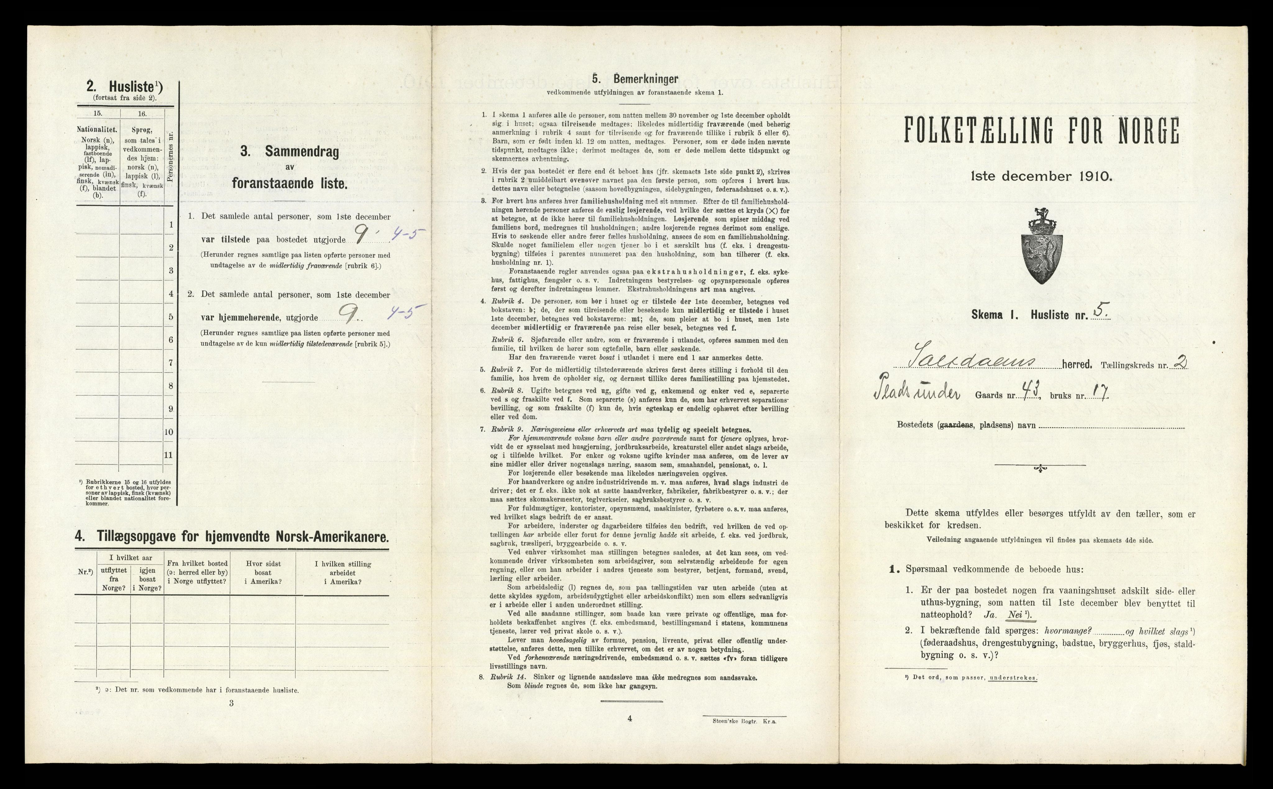 RA, 1910 census for Saltdal, 1910, p. 275