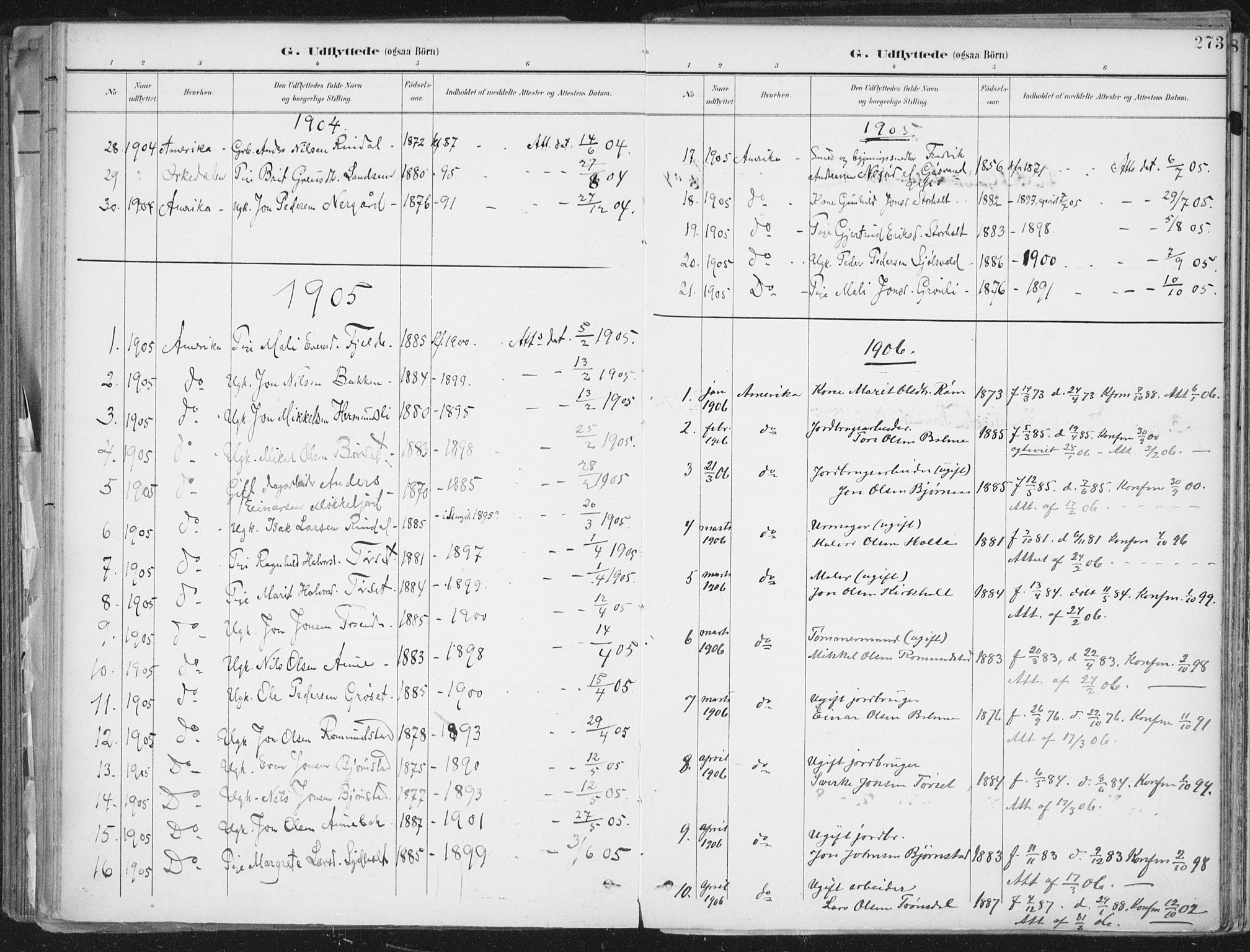 Ministerialprotokoller, klokkerbøker og fødselsregistre - Møre og Romsdal, SAT/A-1454/598/L1072: Parish register (official) no. 598A06, 1896-1910, p. 273