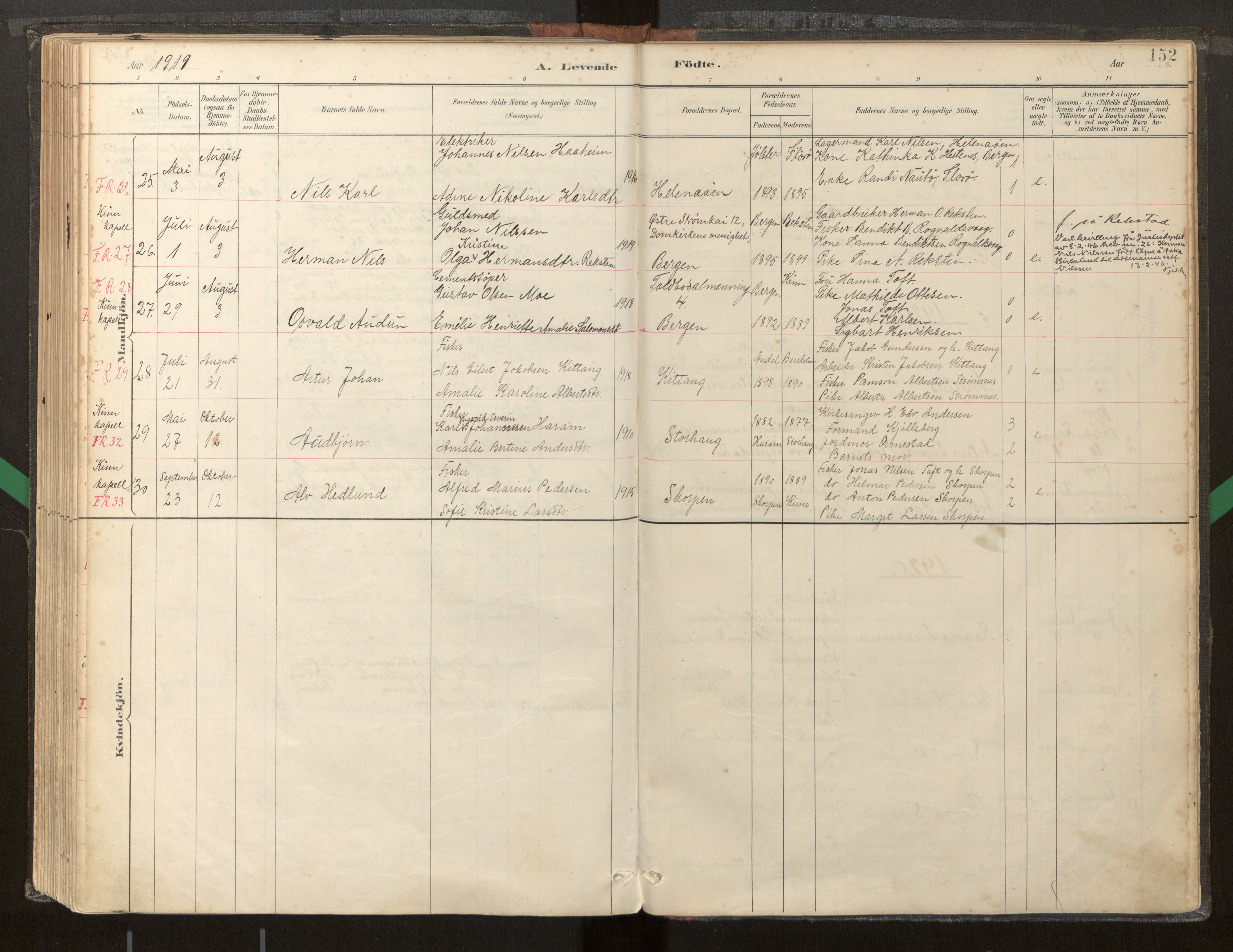 Kinn sokneprestembete, AV/SAB-A-80801/H/Haa/Haab/L0001: Parish register (official) no. B 1, 1886-1921, p. 152