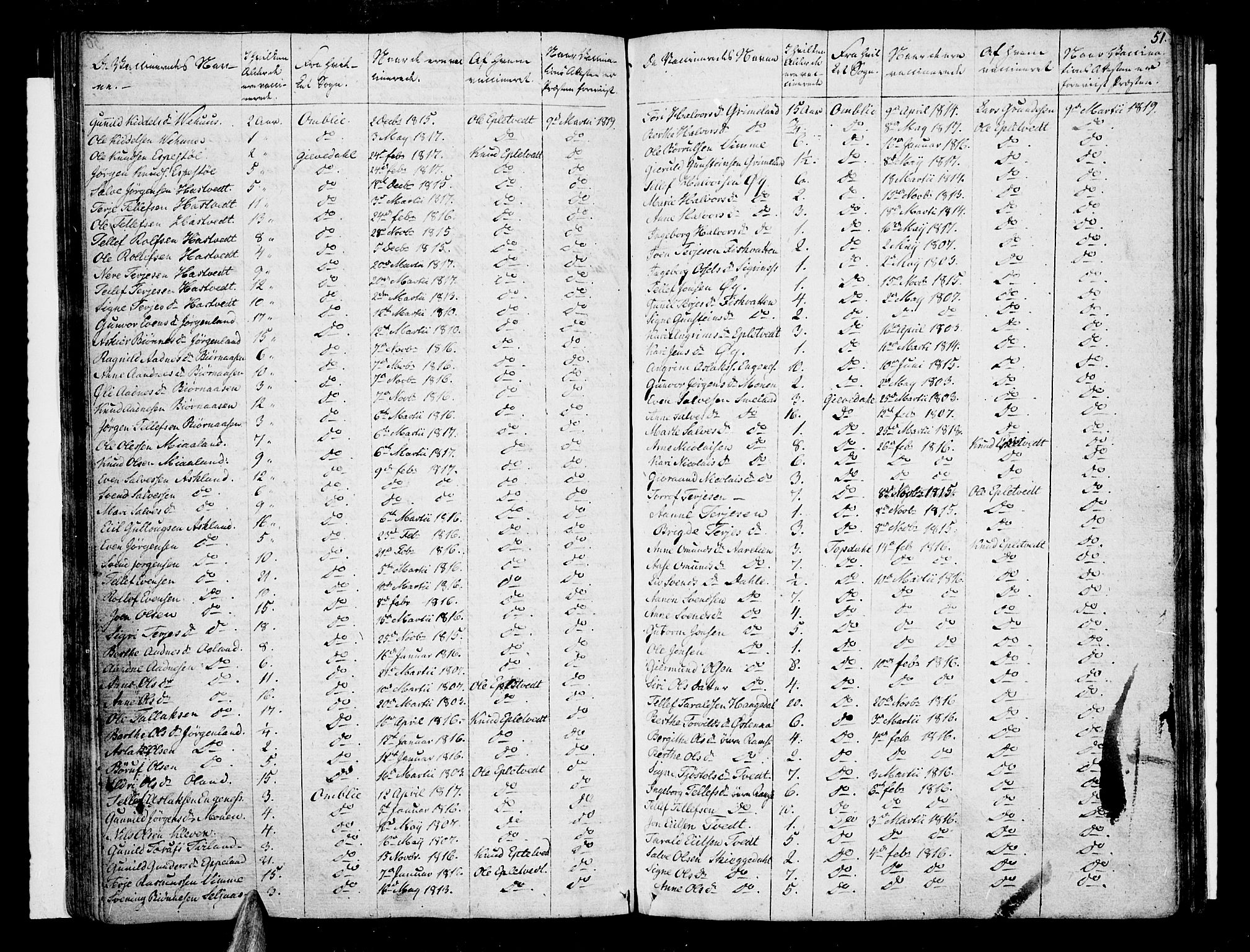 Åmli sokneprestkontor, SAK/1111-0050/F/Fa/Fac/L0005: Parish register (official) no. A 5, 1796-1816, p. 51