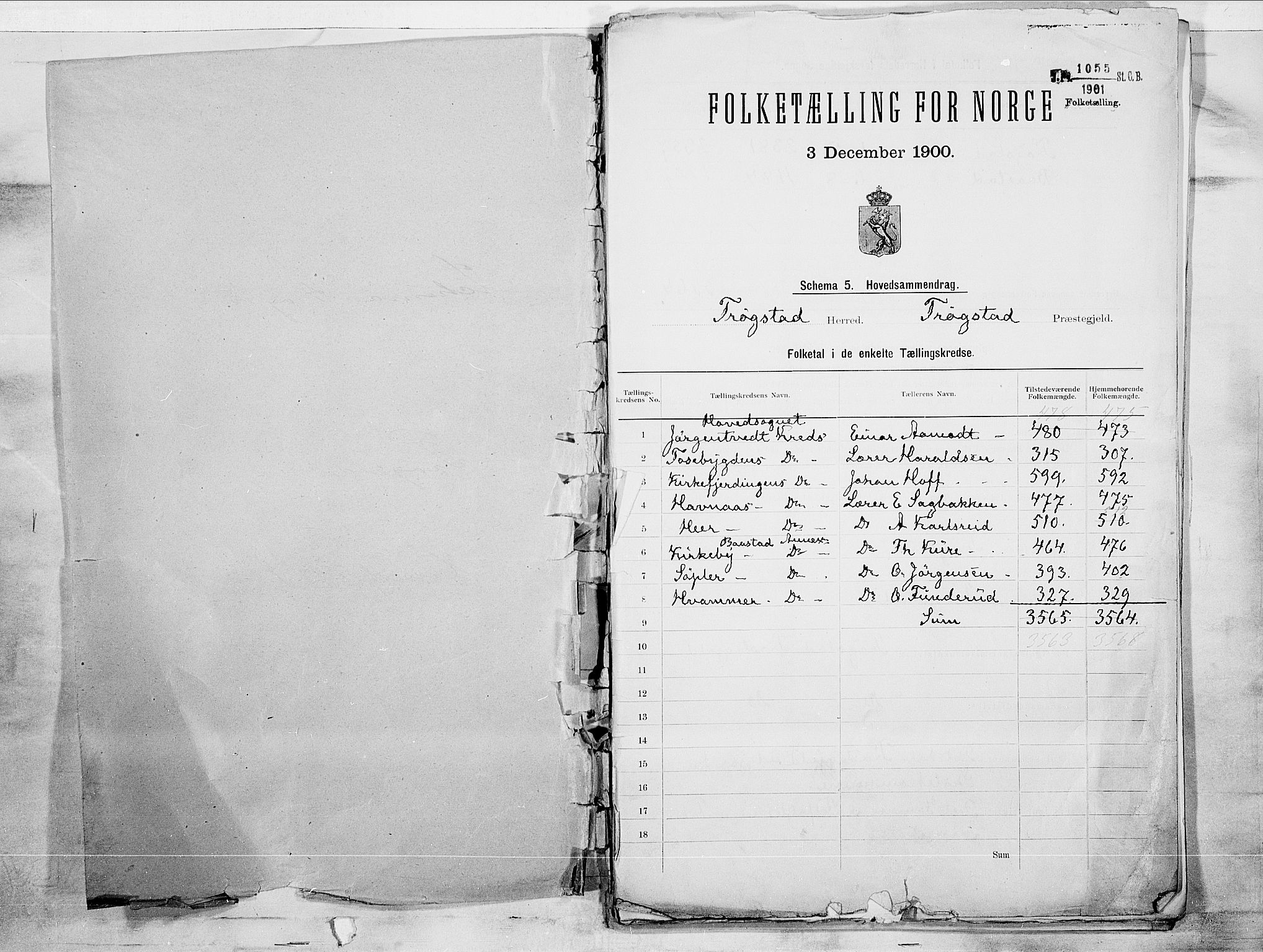 SAO, 1900 census for Trøgstad, 1900, p. 2