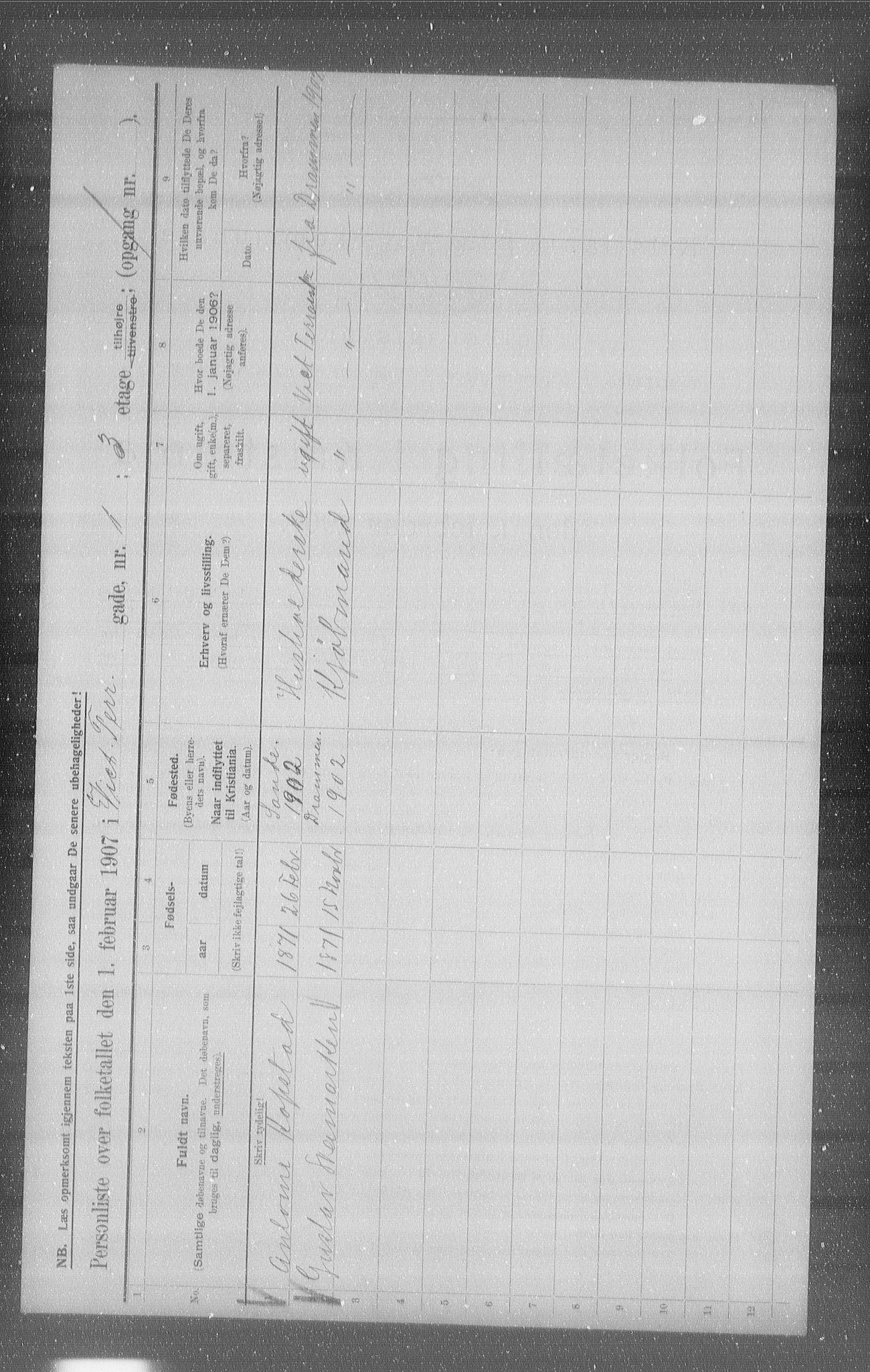 OBA, Municipal Census 1907 for Kristiania, 1907, p. 62799