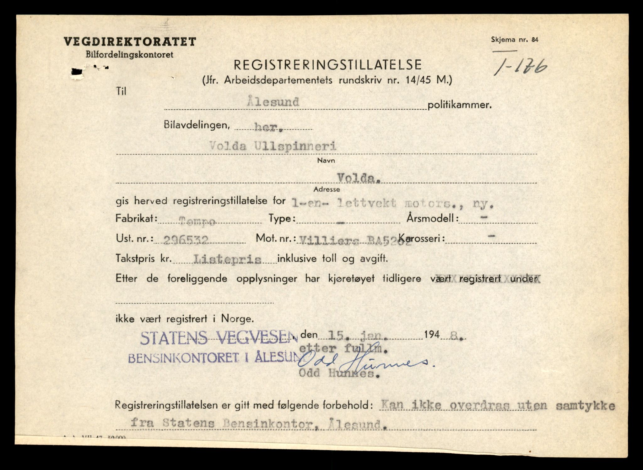 Møre og Romsdal vegkontor - Ålesund trafikkstasjon, SAT/A-4099/F/Fe/L0028: Registreringskort for kjøretøy T 11290 - T 11429, 1927-1998, p. 697