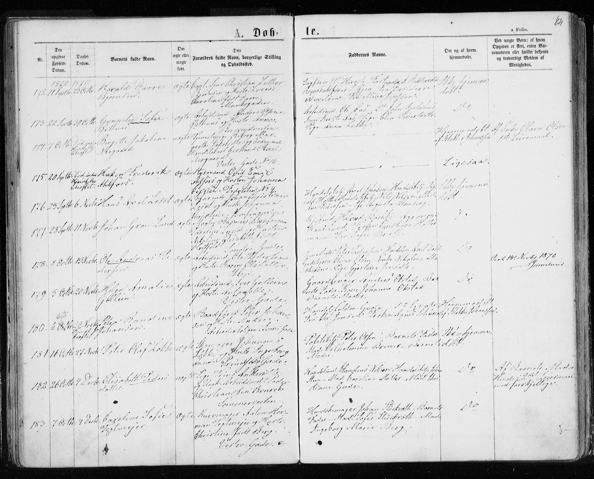 Ministerialprotokoller, klokkerbøker og fødselsregistre - Sør-Trøndelag, AV/SAT-A-1456/601/L0054: Parish register (official) no. 601A22, 1866-1877, p. 84