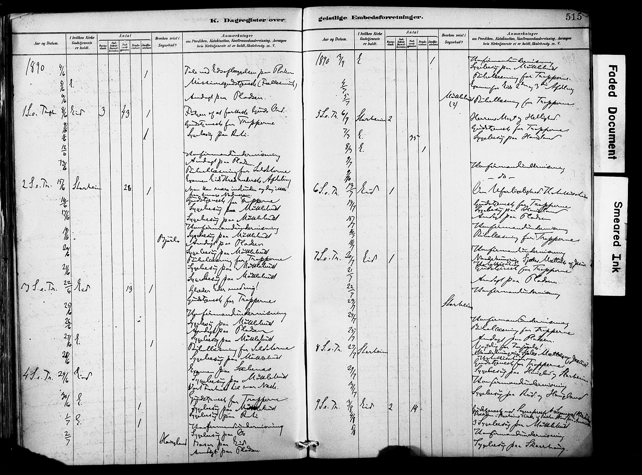 Eid sokneprestembete, AV/SAB-A-82301/H/Haa/Haab/L0001: Parish register (official) no. B 1, 1879-1906, p. 515