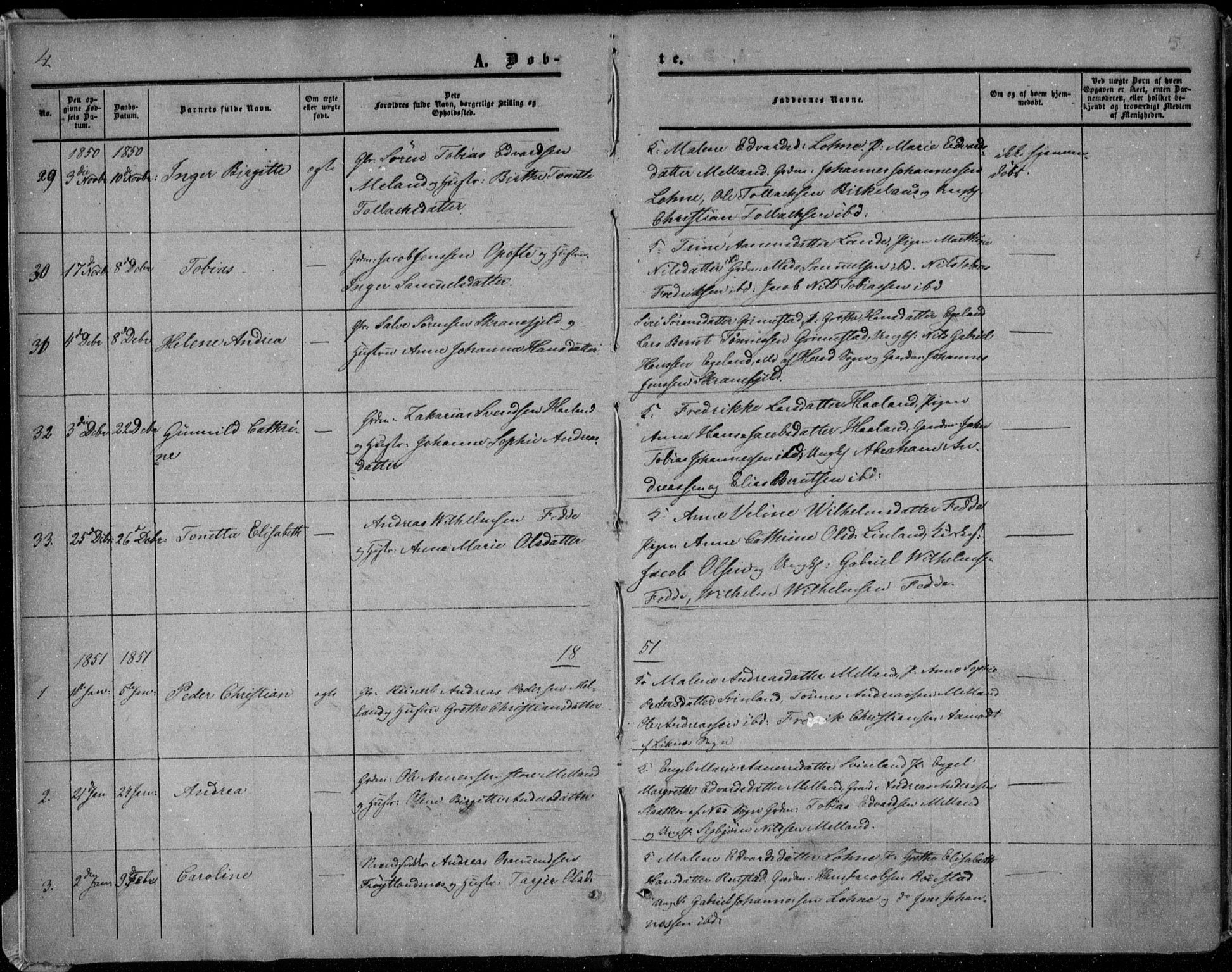 Kvinesdal sokneprestkontor, AV/SAK-1111-0026/F/Fa/Faa/L0002: Parish register (official) no. A 2, 1850-1876, p. 4