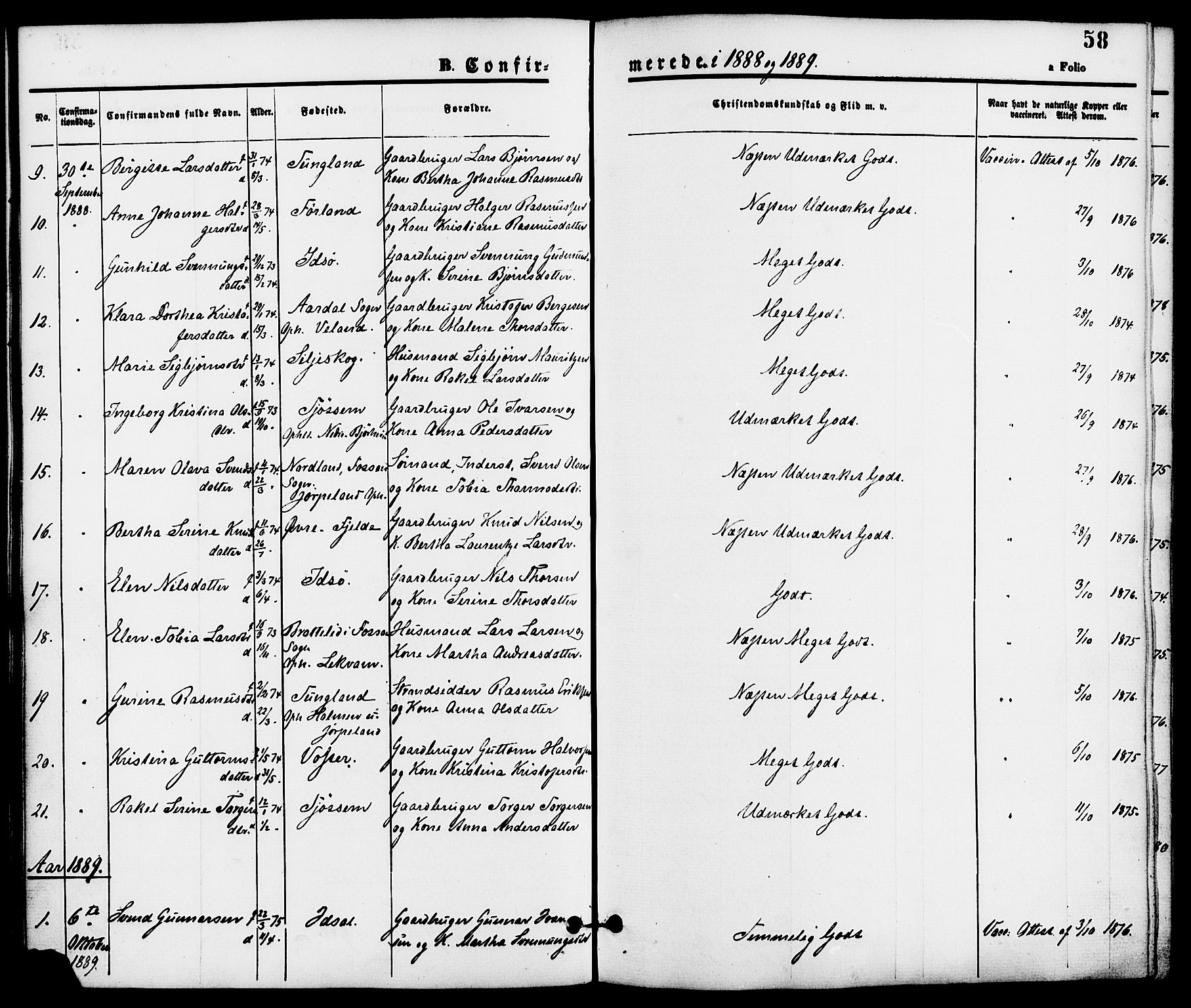 Strand sokneprestkontor, SAST/A-101828/H/Ha/Haa/L0008: Parish register (official) no. A 8, 1874-1907, p. 58